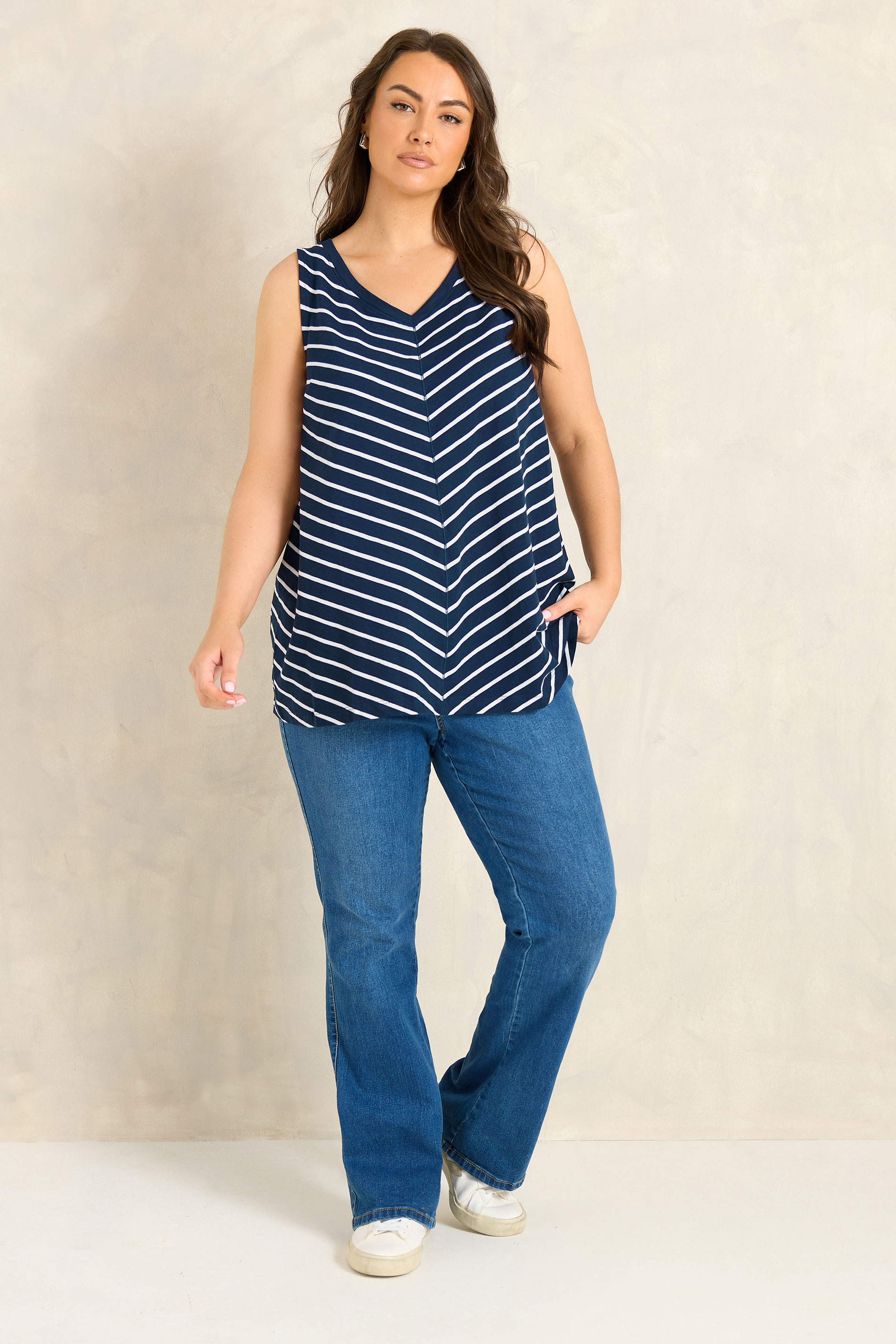 EVANS ESSENTIAL 4 Pack Navy Blue & White Vest Tops | Evans 6