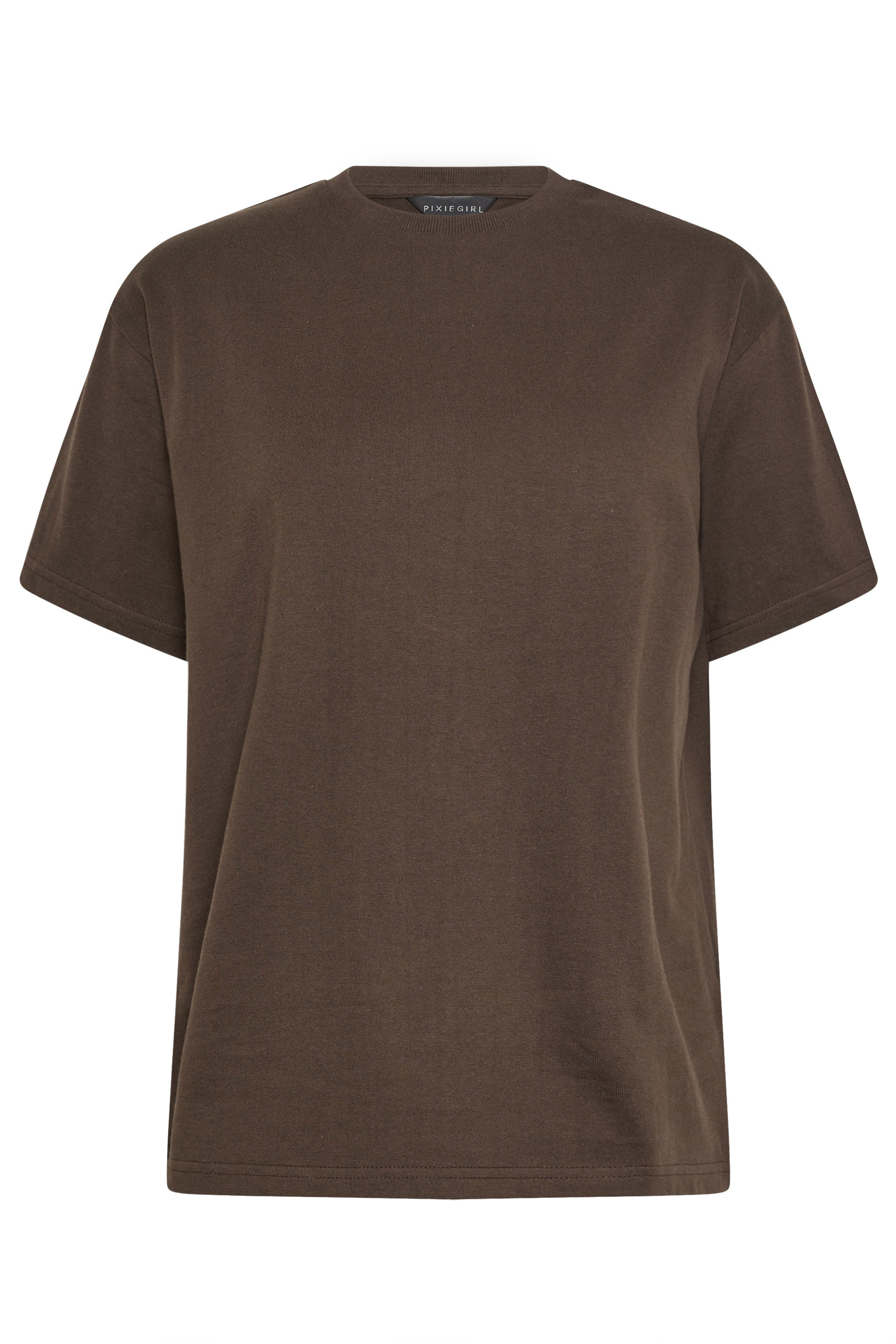 PixieGirl Petite Women's 2 PACK Chocolate Brown & Navy Blue Cotton Oversized T-Shirts | PixieGirl 9