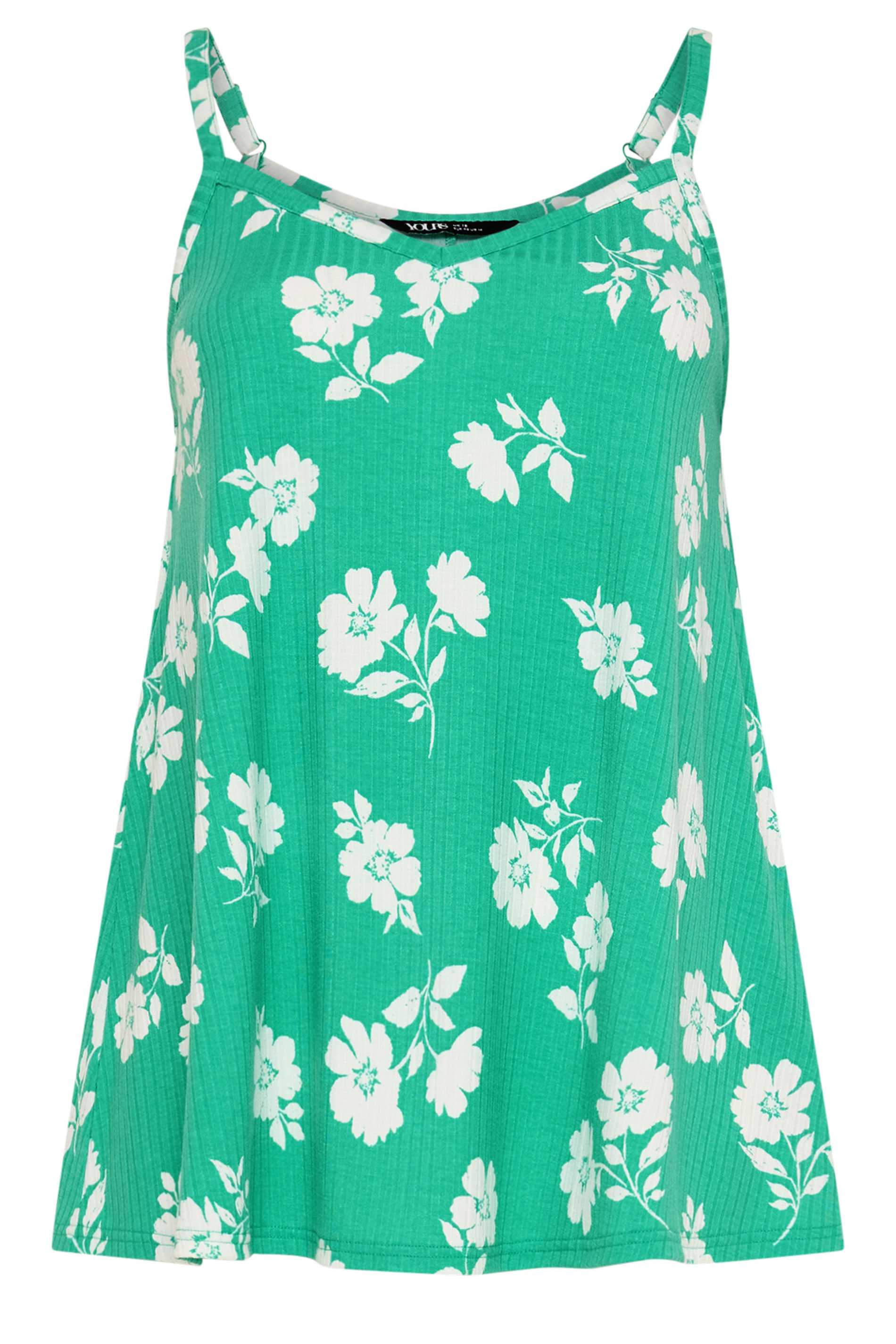 YOURS Plus Size Green Floral Swing Vest Top | Yours Clothing 5