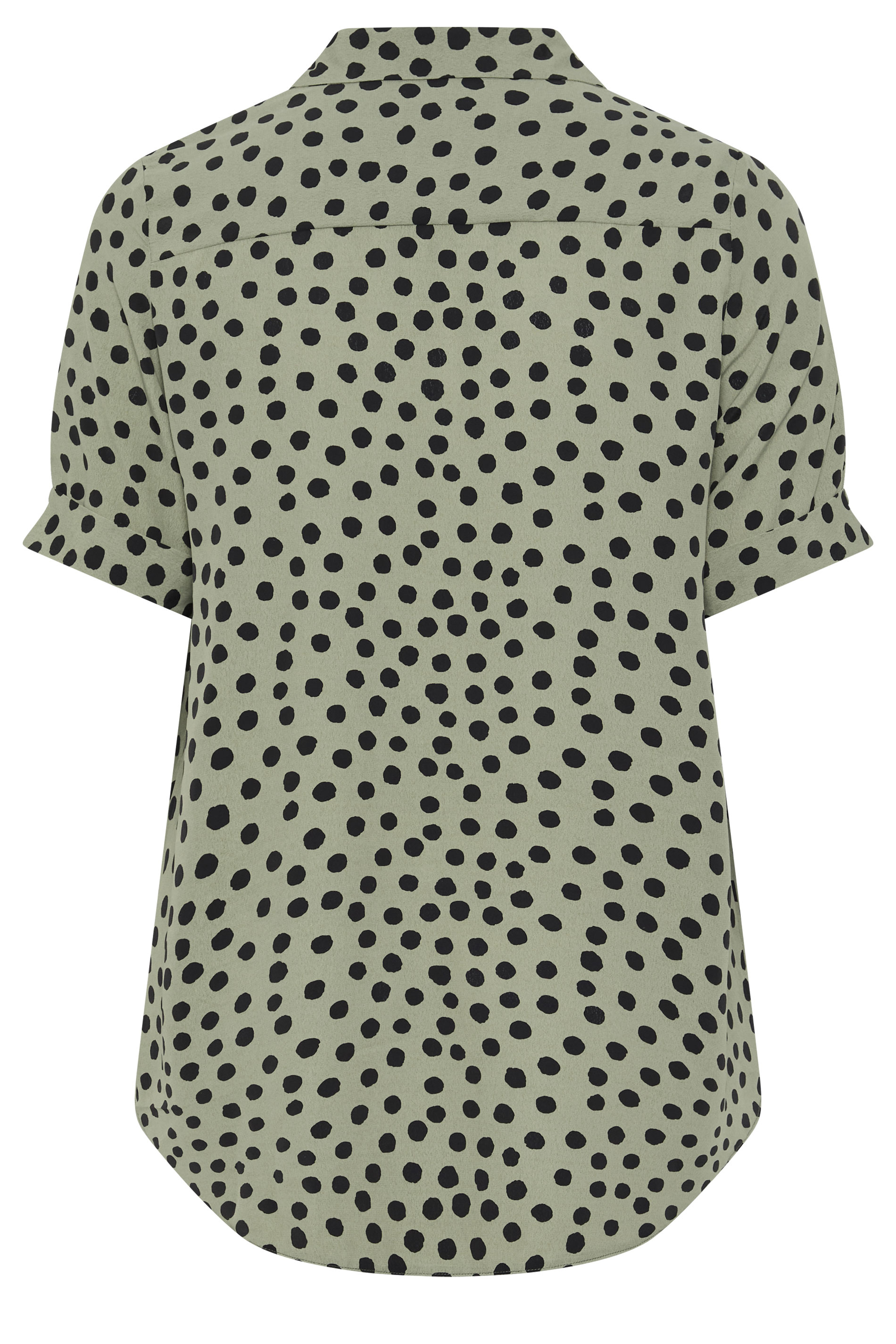 YOURS Plus Size Khaki Green Polka Dot Half Placket Shirt | Yours Clothing 6