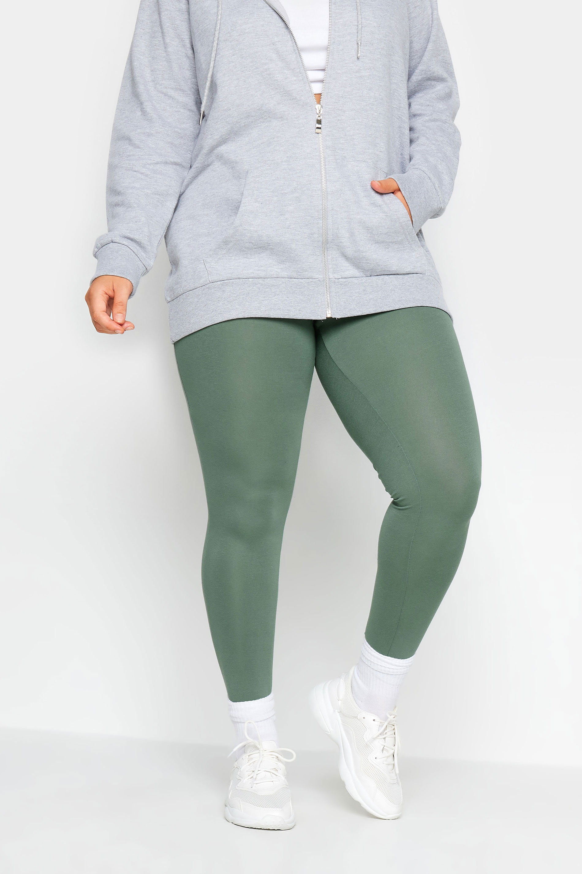 YOURS Plus Size Sage Green Stretch Leggings | Yours Clothing 1