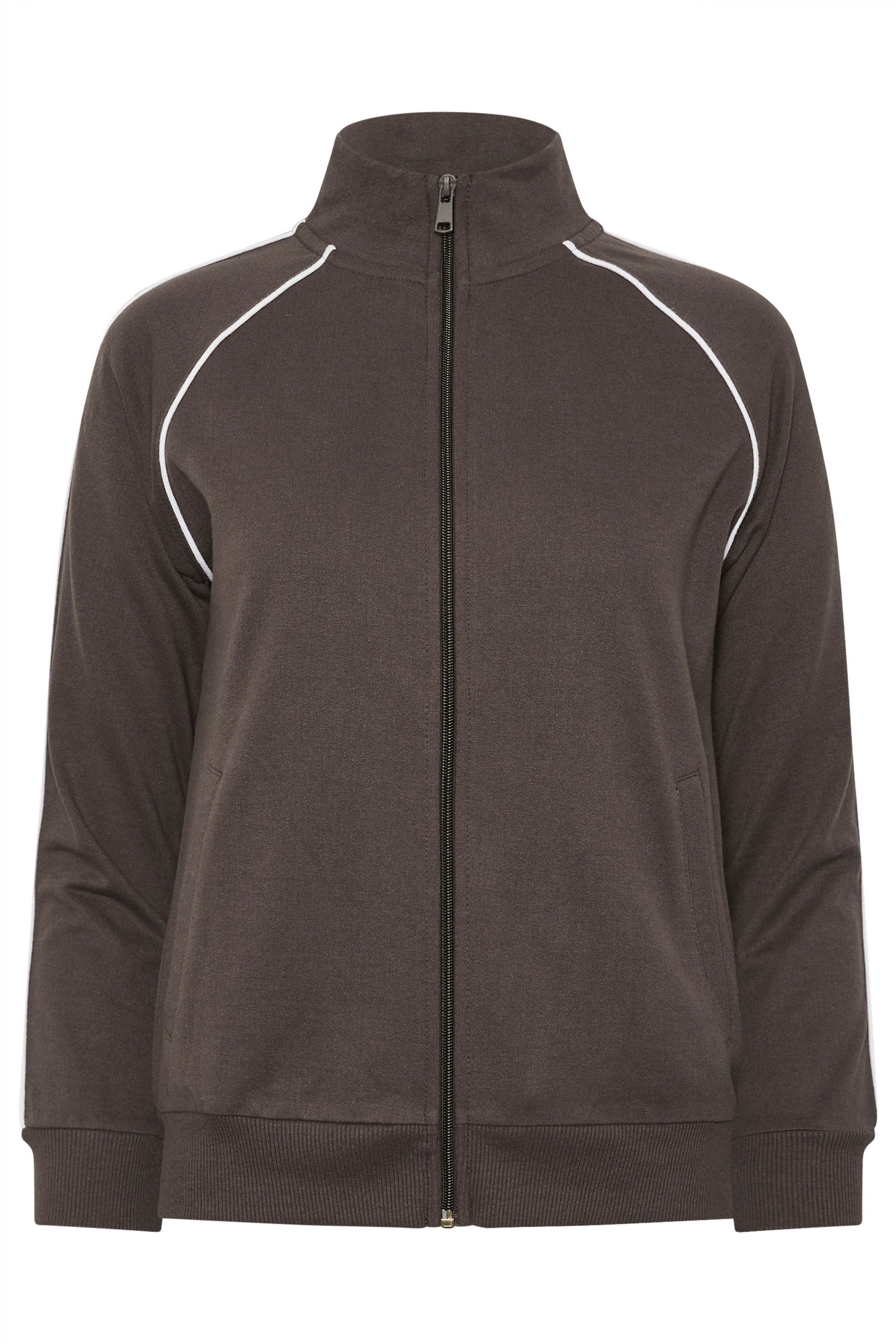 PixieGirl Petite Women's Chocolate Brown Contrast Zip Jacket | PixieGirl 5