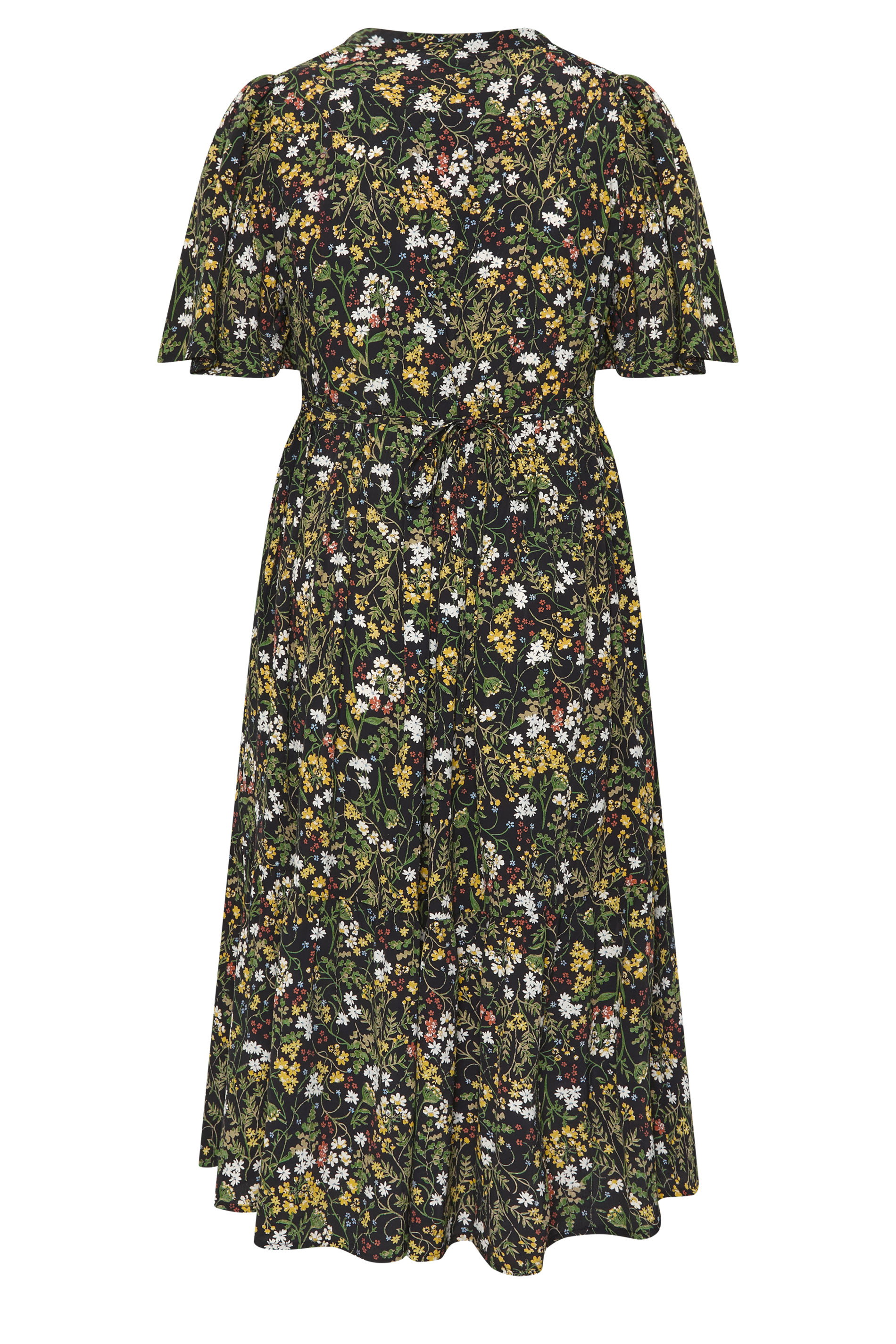 YOURS Plus Size Black Floral Placket Midi Dress | Yours Clothing 2