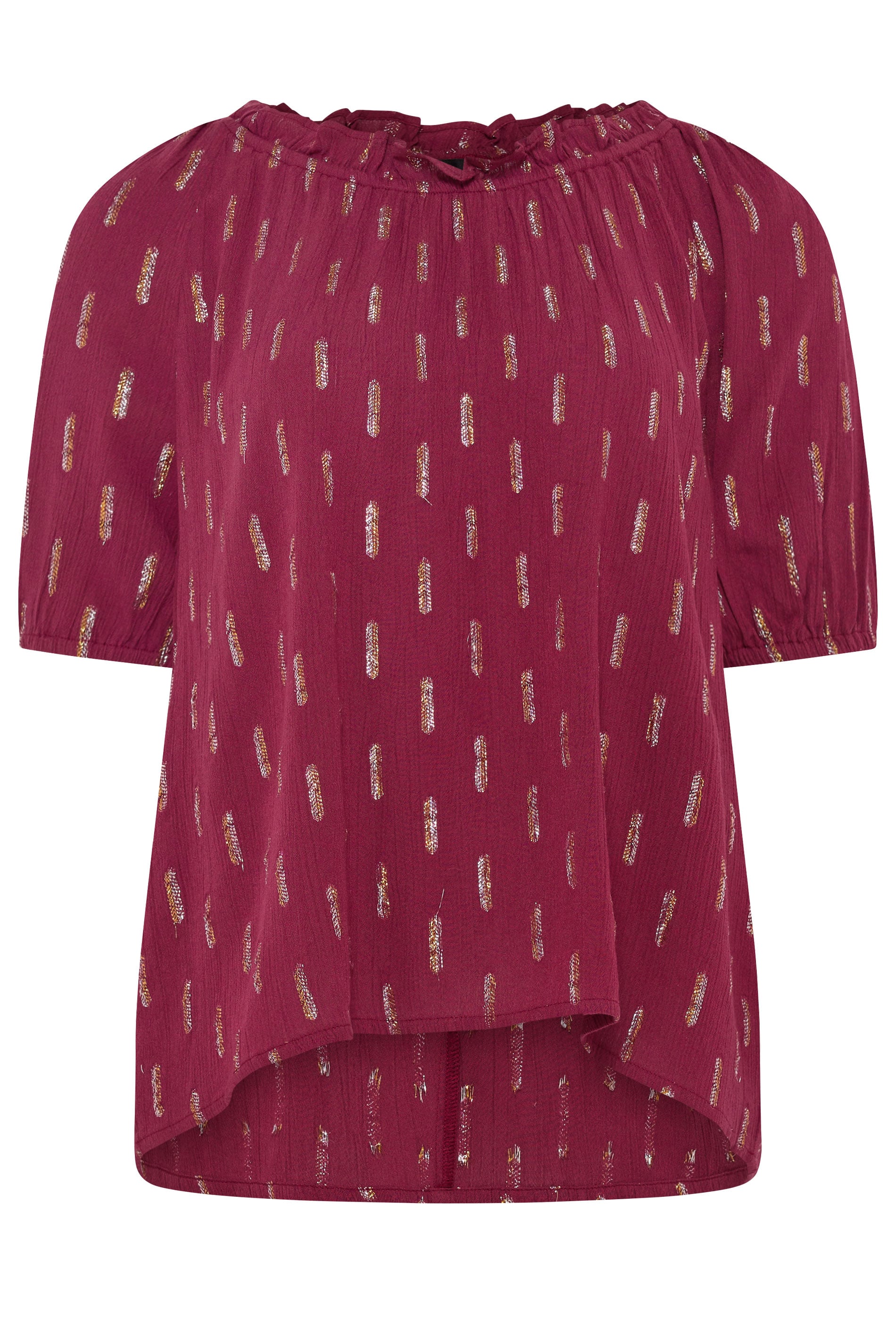 M&Co Berry Red Foil Detail Blouse | M&Co 6