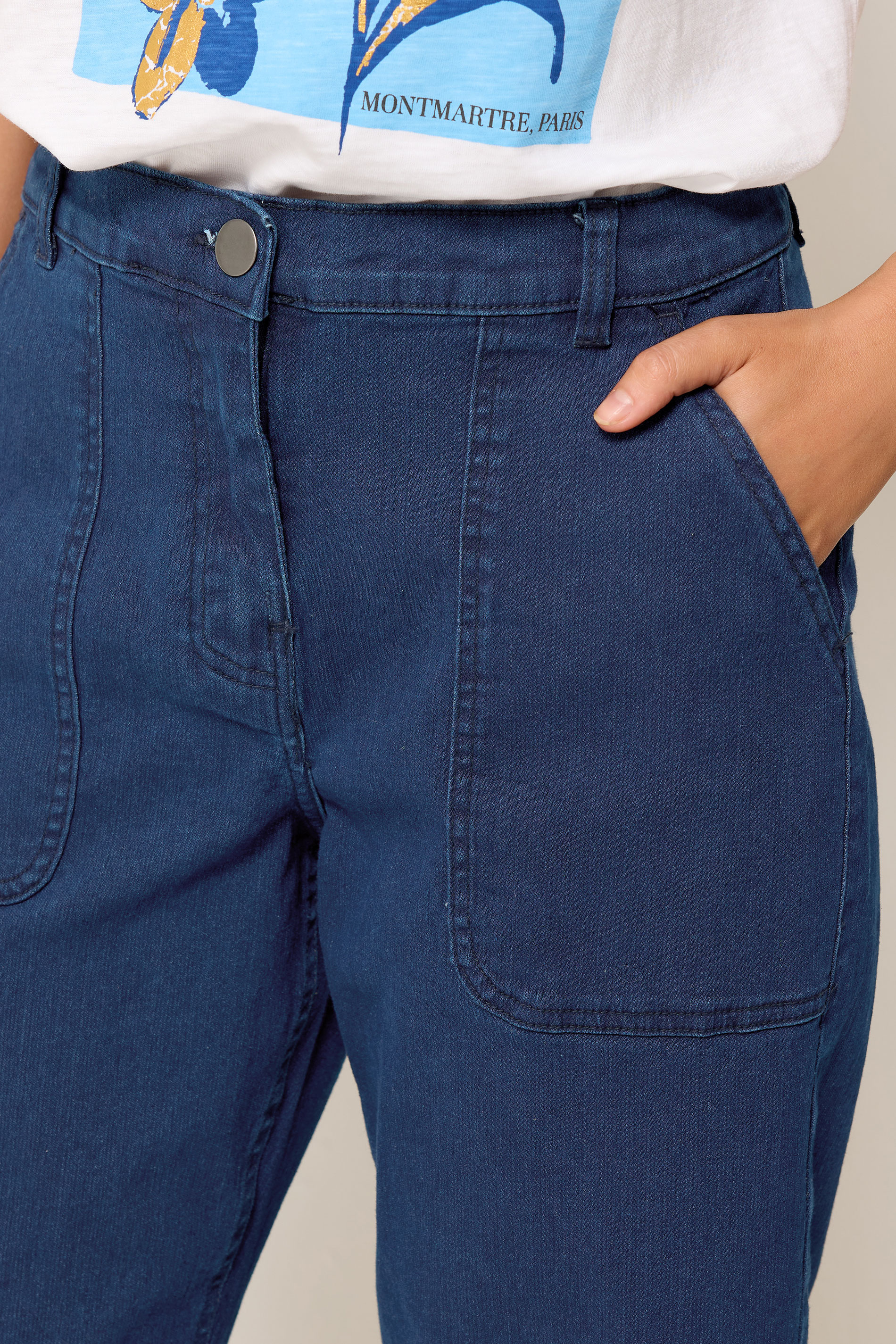 M&Co Indigo Blue Stretch Carpenter Cropped Jeans | M&Co 4