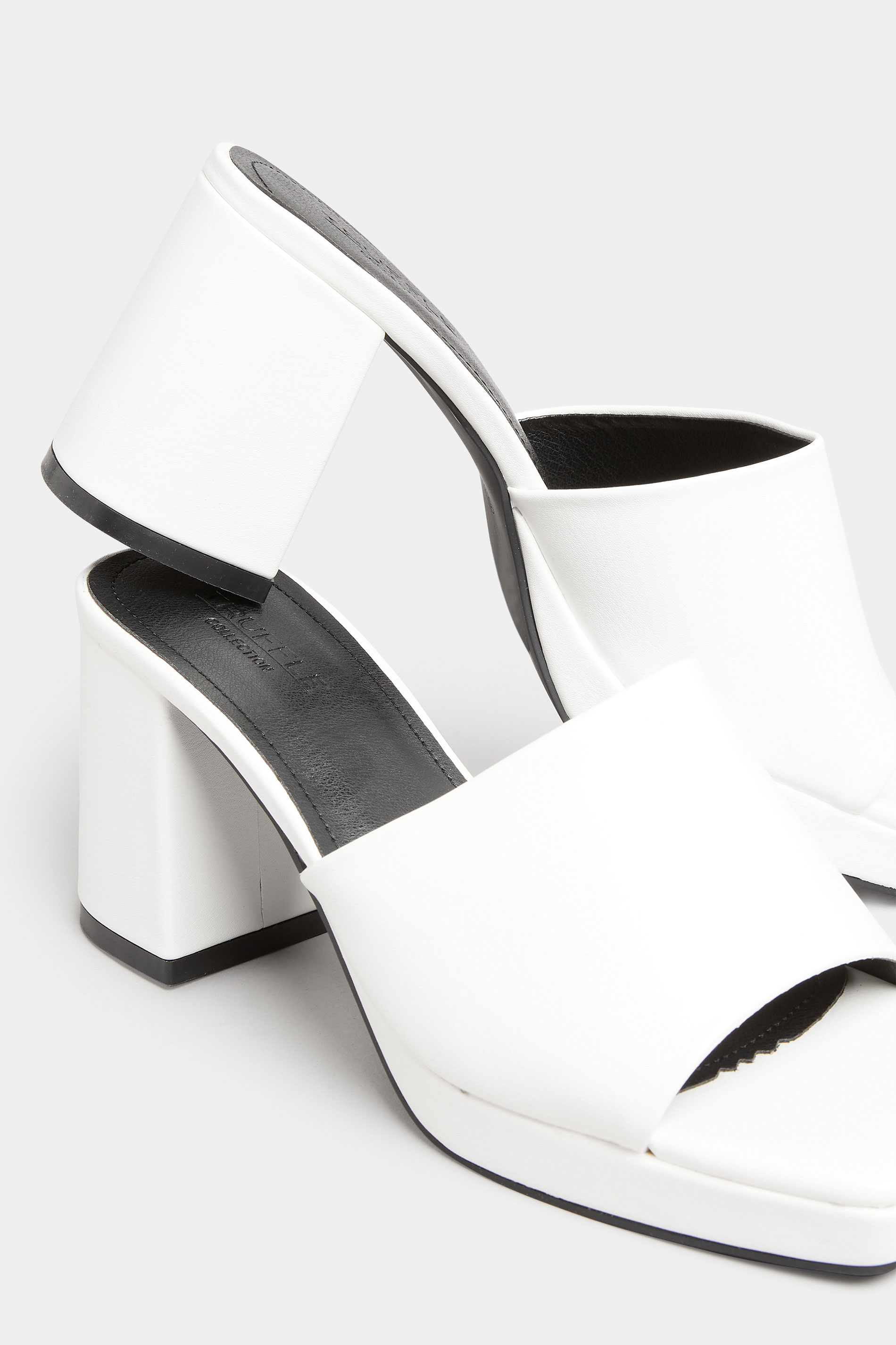 Grande taille  Shoes Grande taille  Heels | PixieGirl White Block Heeled Mules In Standard D Fit - EB16462