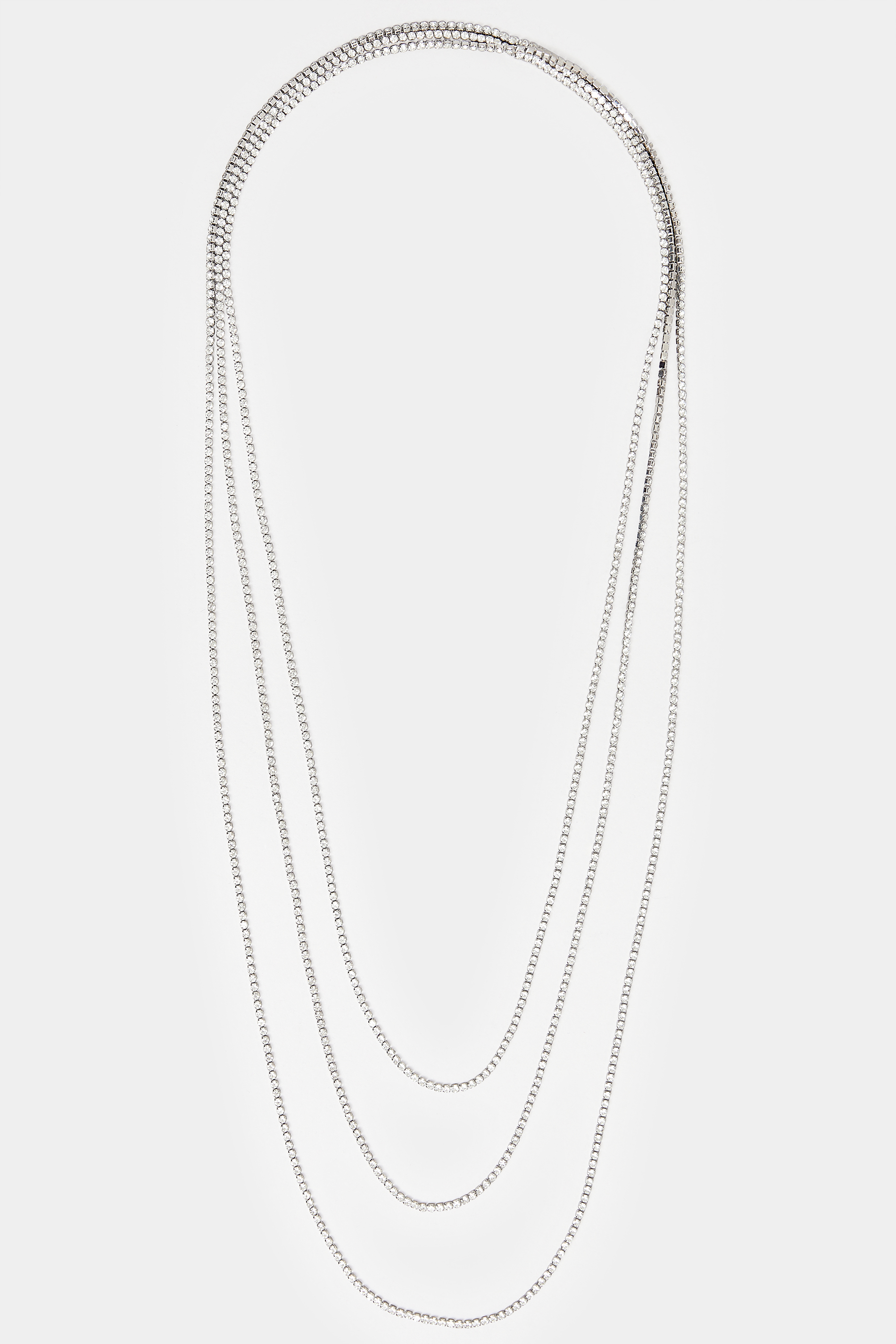Silver Tone Long Diamante Necklace | Yours Clothing  2
