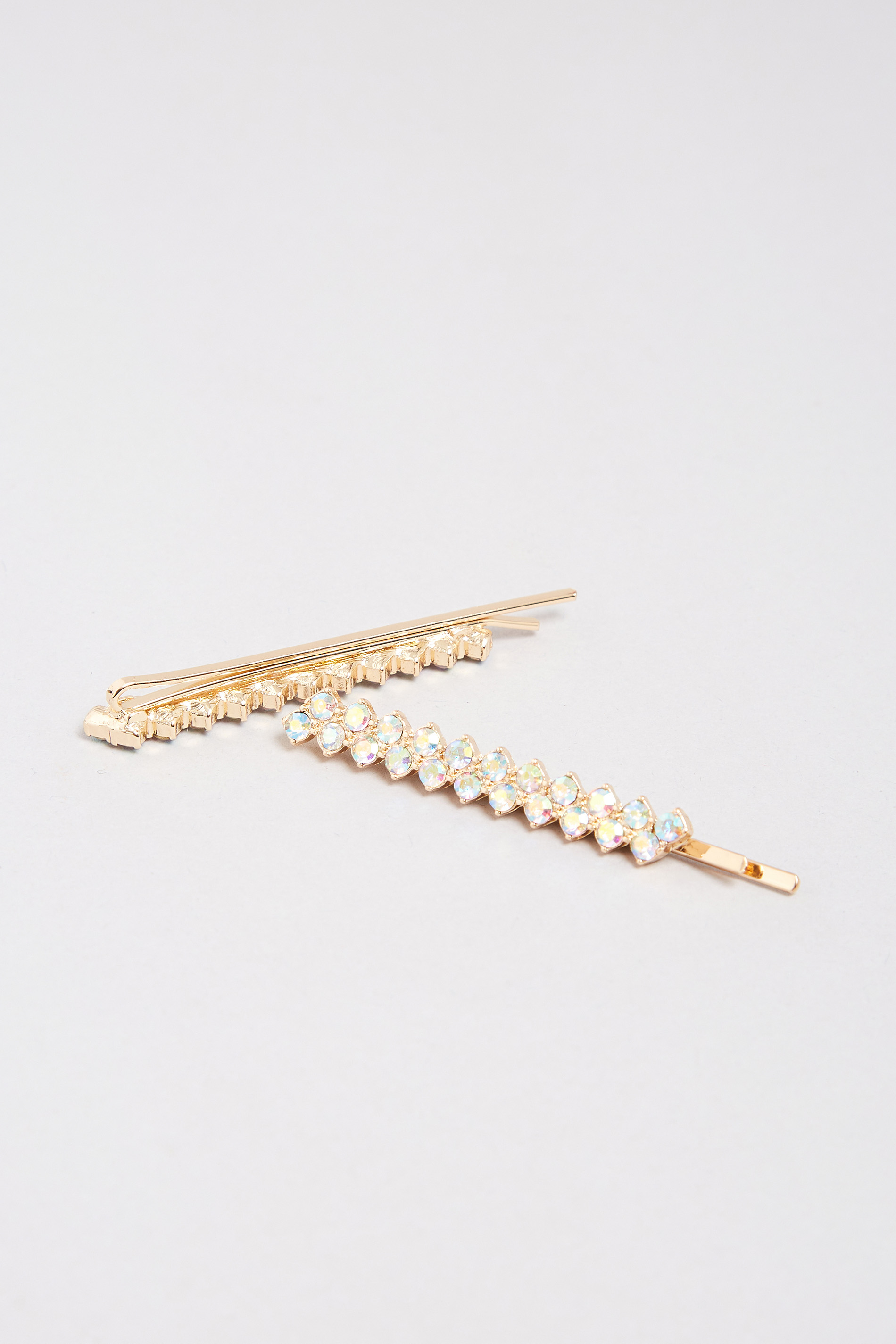 2 PACK Gold Diamante Hairslide Set | Yours Clothing 3