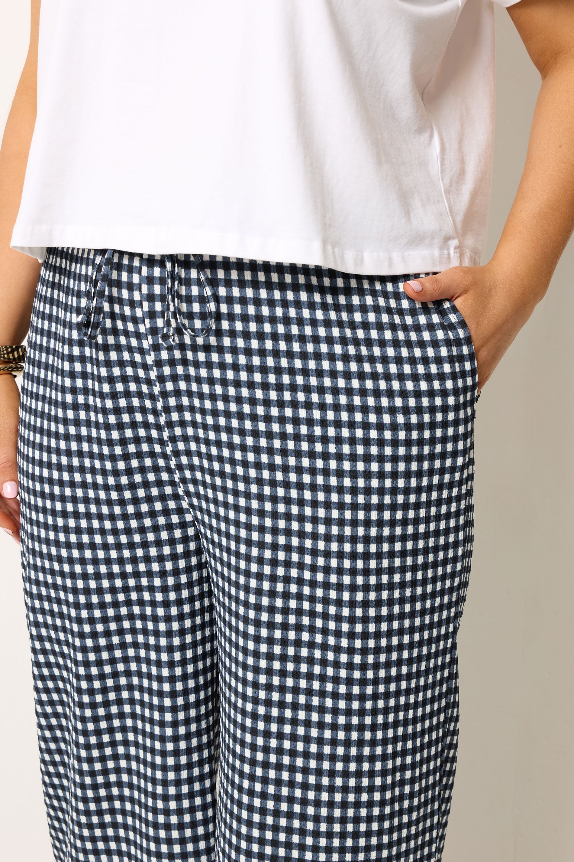 YOURS Plus Size Navy Blue Gingham Culottes | Yours Clothing 4