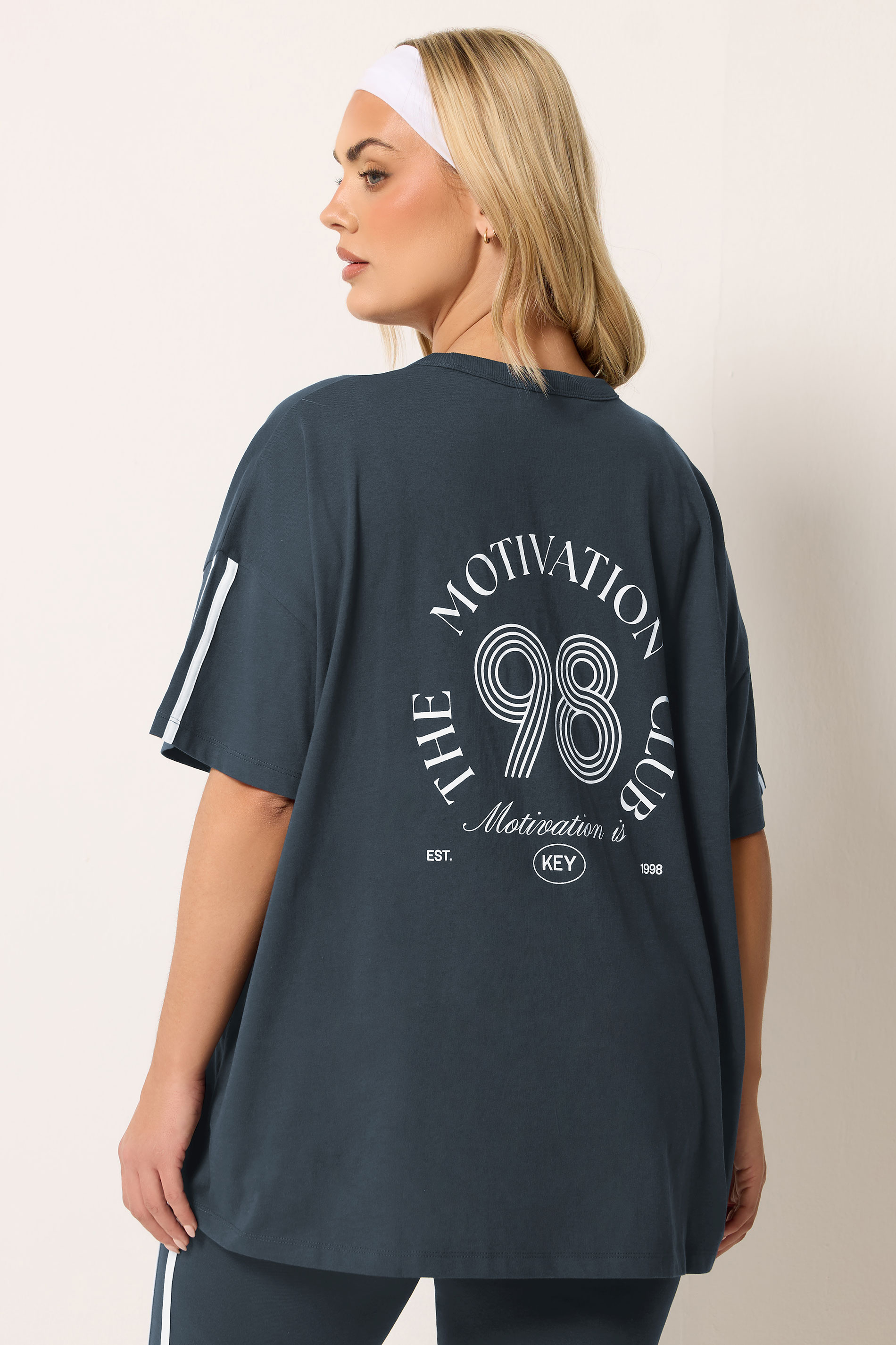 YOURS ACTIVE Plus Size Navy Blue 'The Motivation Club' T-Shirt | Yours Clothing 4
