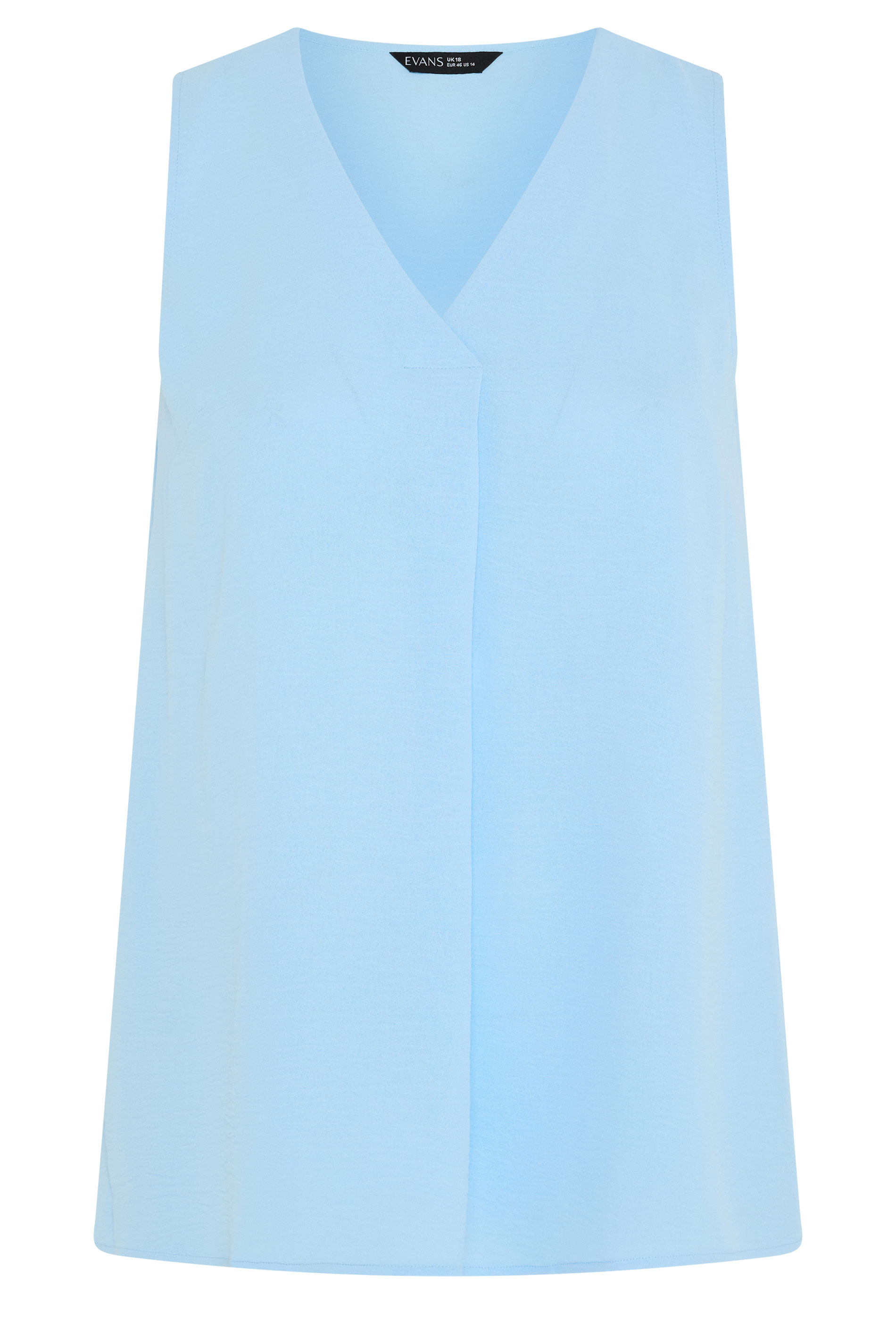 EVANS Plus Size Light Blue Pleat Swing Vest Top | Evans 5
