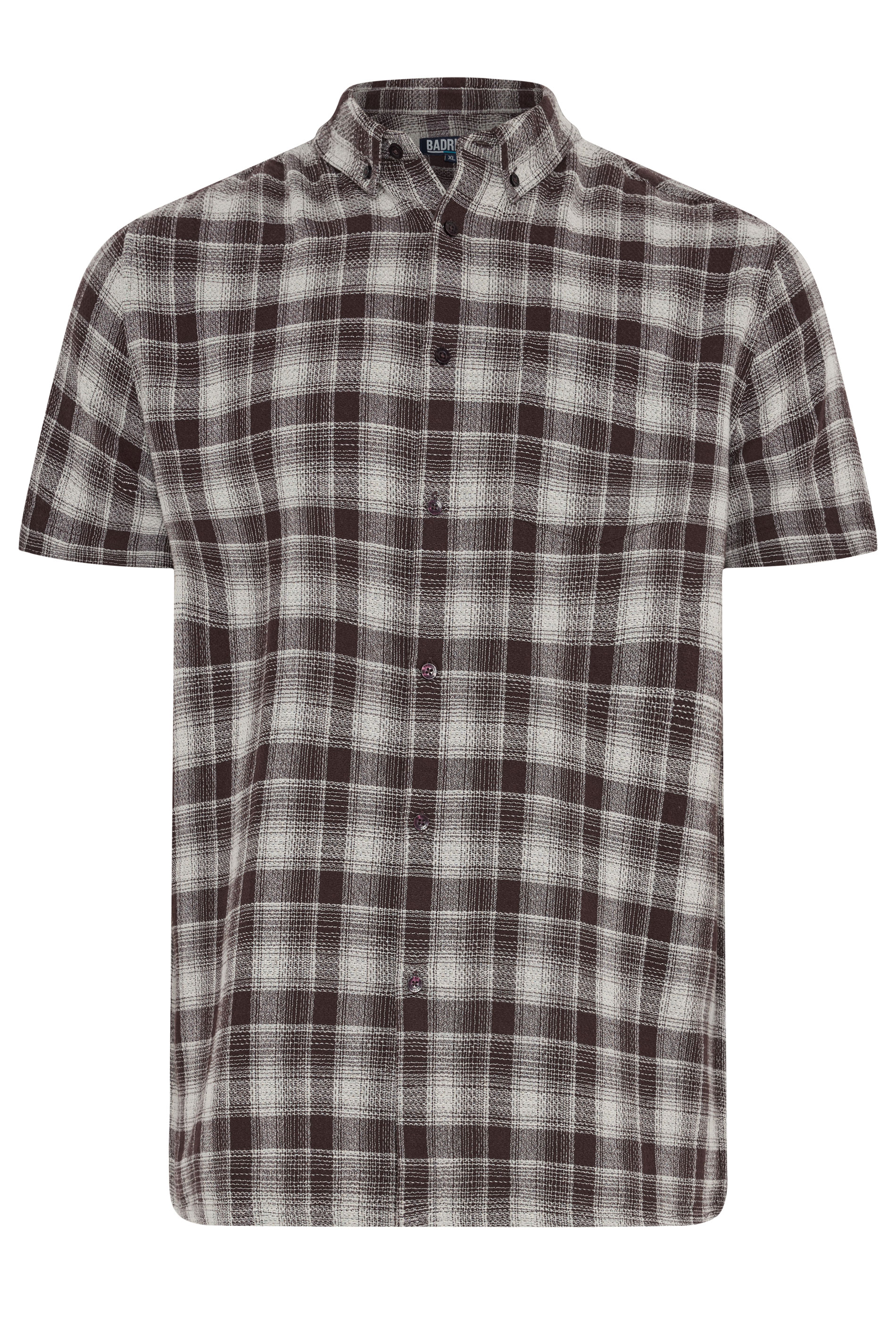 BadRhino Big & Tall Brown Check Stripe Short Sleeve Shirt | BadRhino 1
