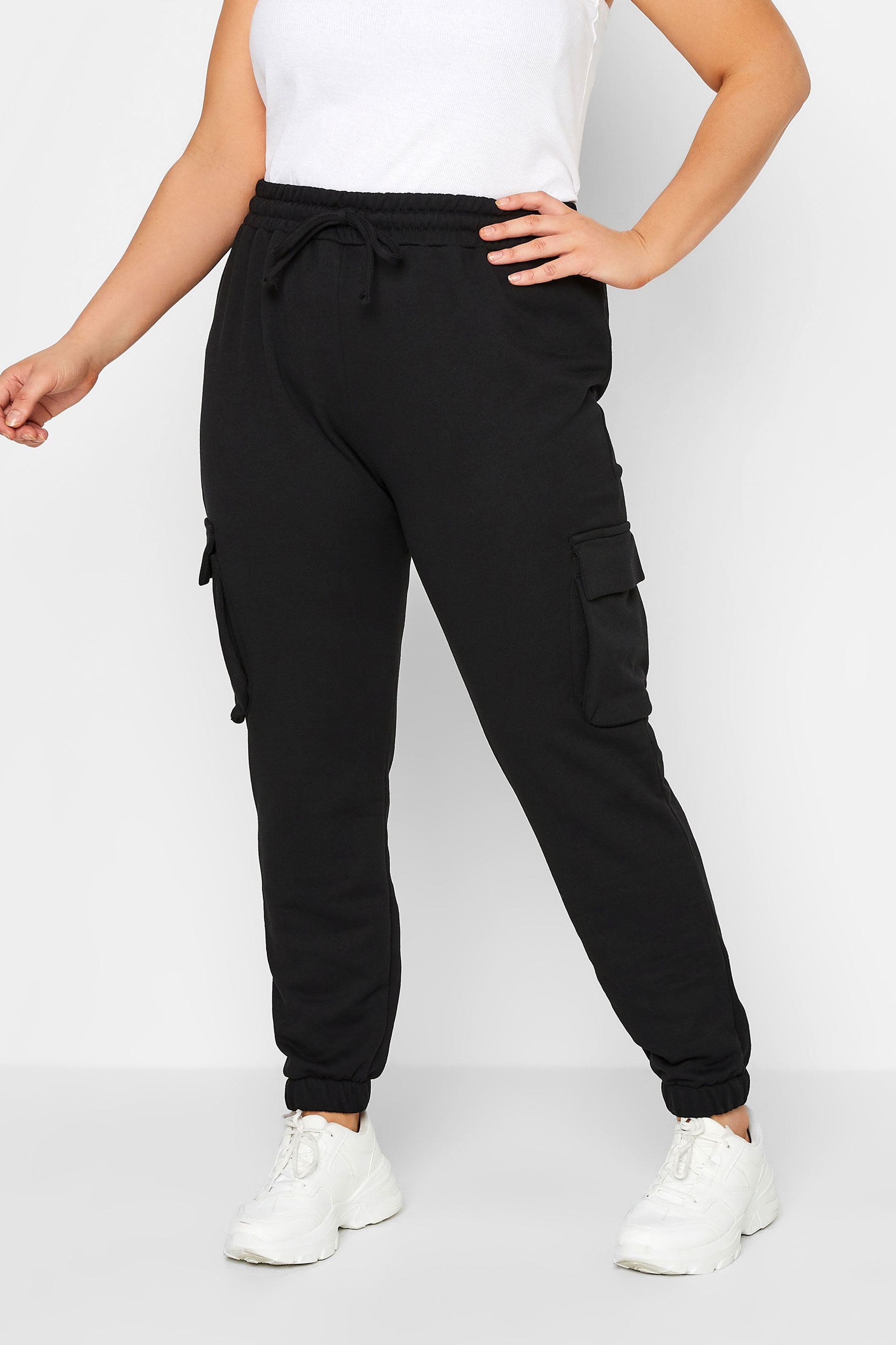 YOURS Plus Size Black Cargo Joggers | Yours Clothing 1