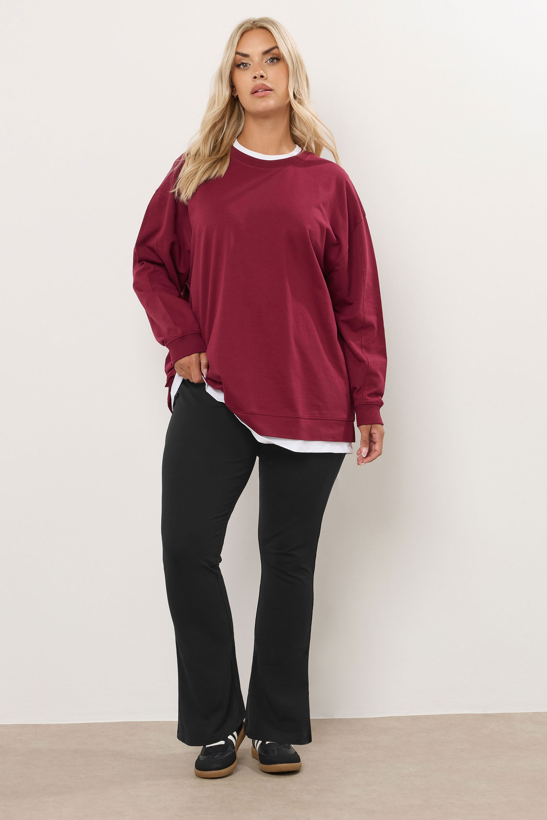 Black Yours Curve Flared Leggings, Women's Curve & Plus Size, Yours