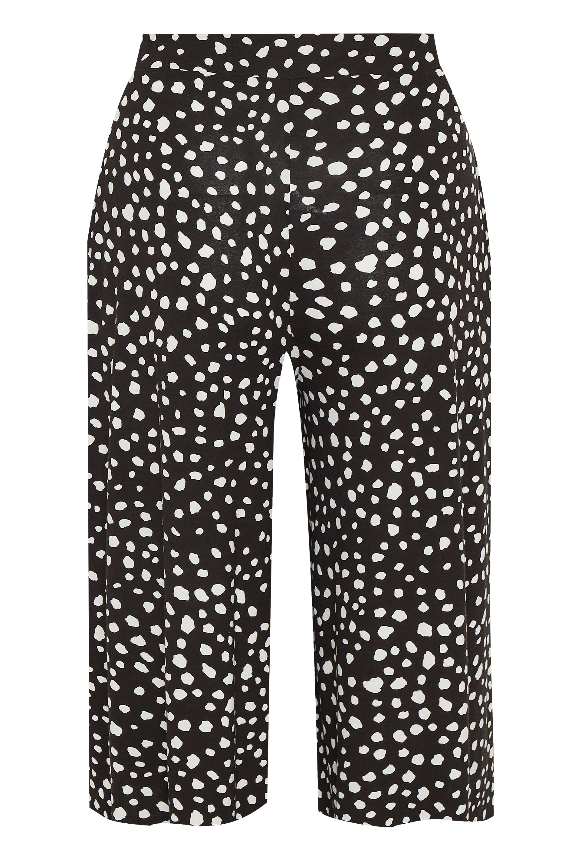 Black Animal Spot Print Culottes | Yours Clothing