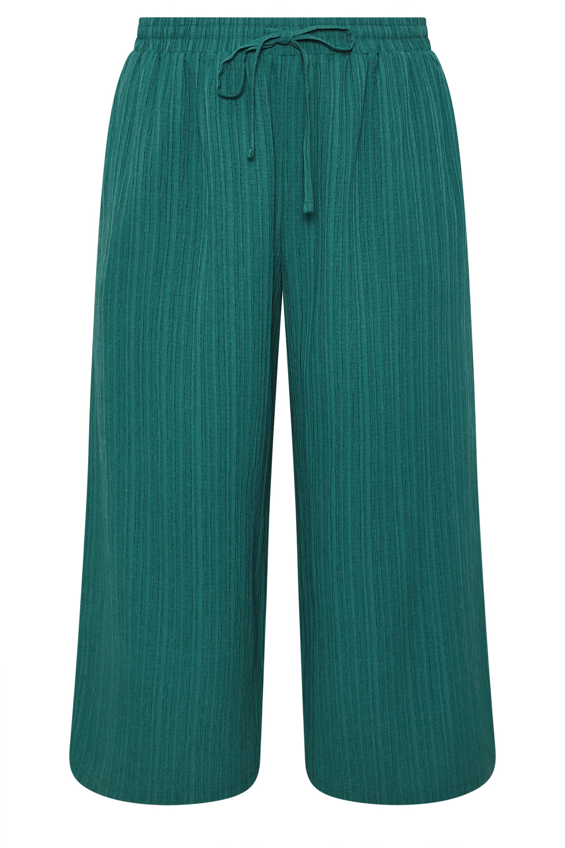 YOURS Plus Size Teal Textured Crop Trousers | Yours Clothing 5