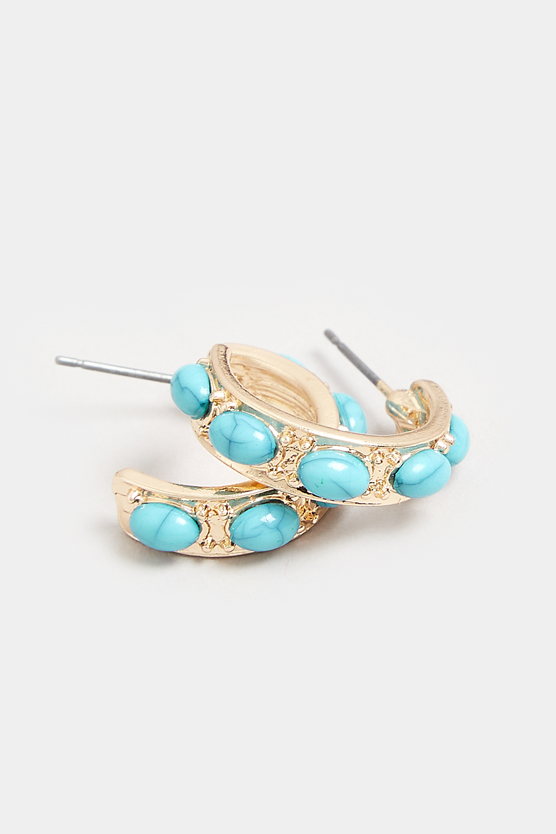 Gold Tone Stone Studded Hoop Earrings | Yours Clothing 3