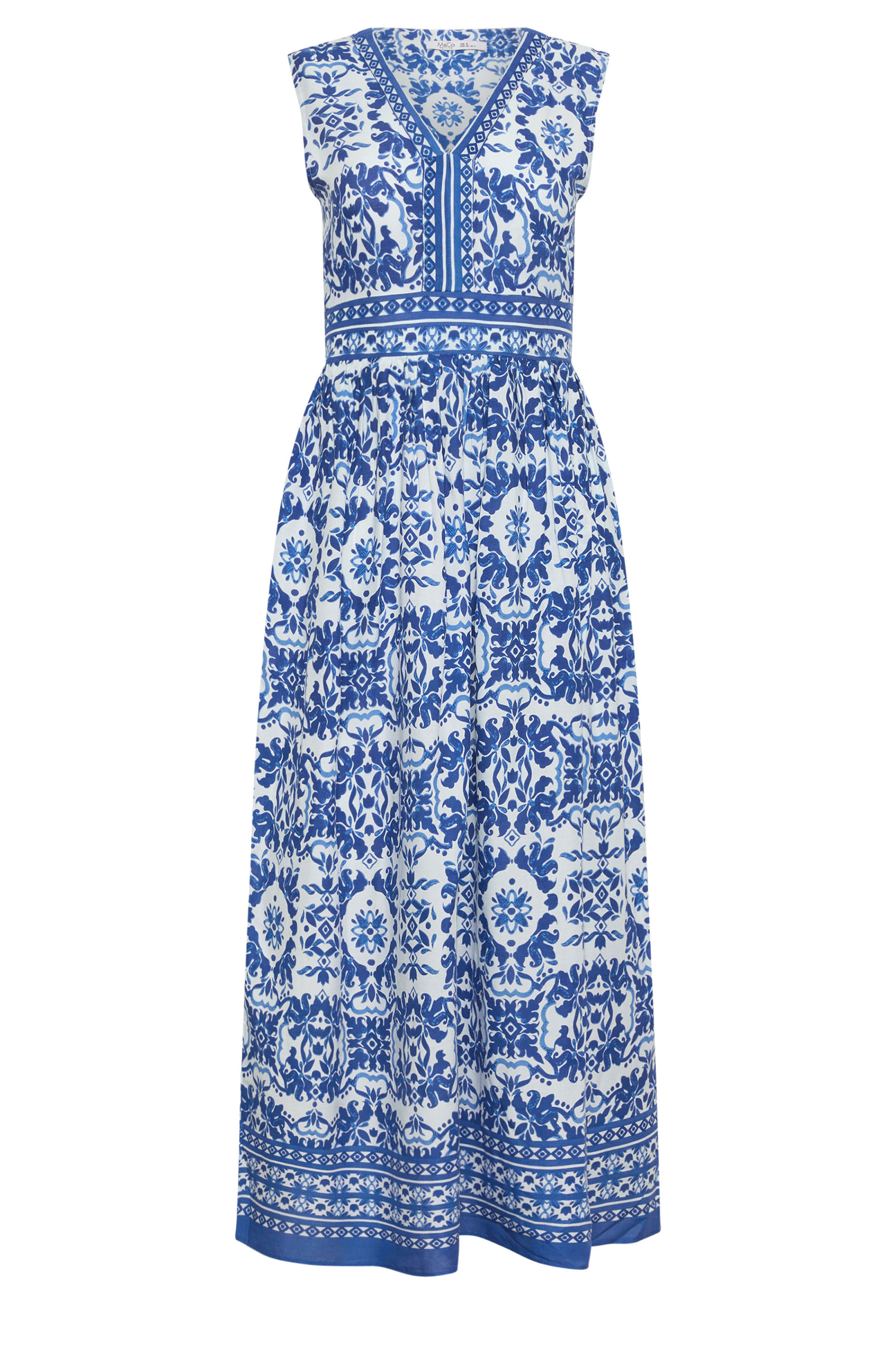 M&Co Petite Blue & White Paisley Tiered Maxi Dress | M&Co 5