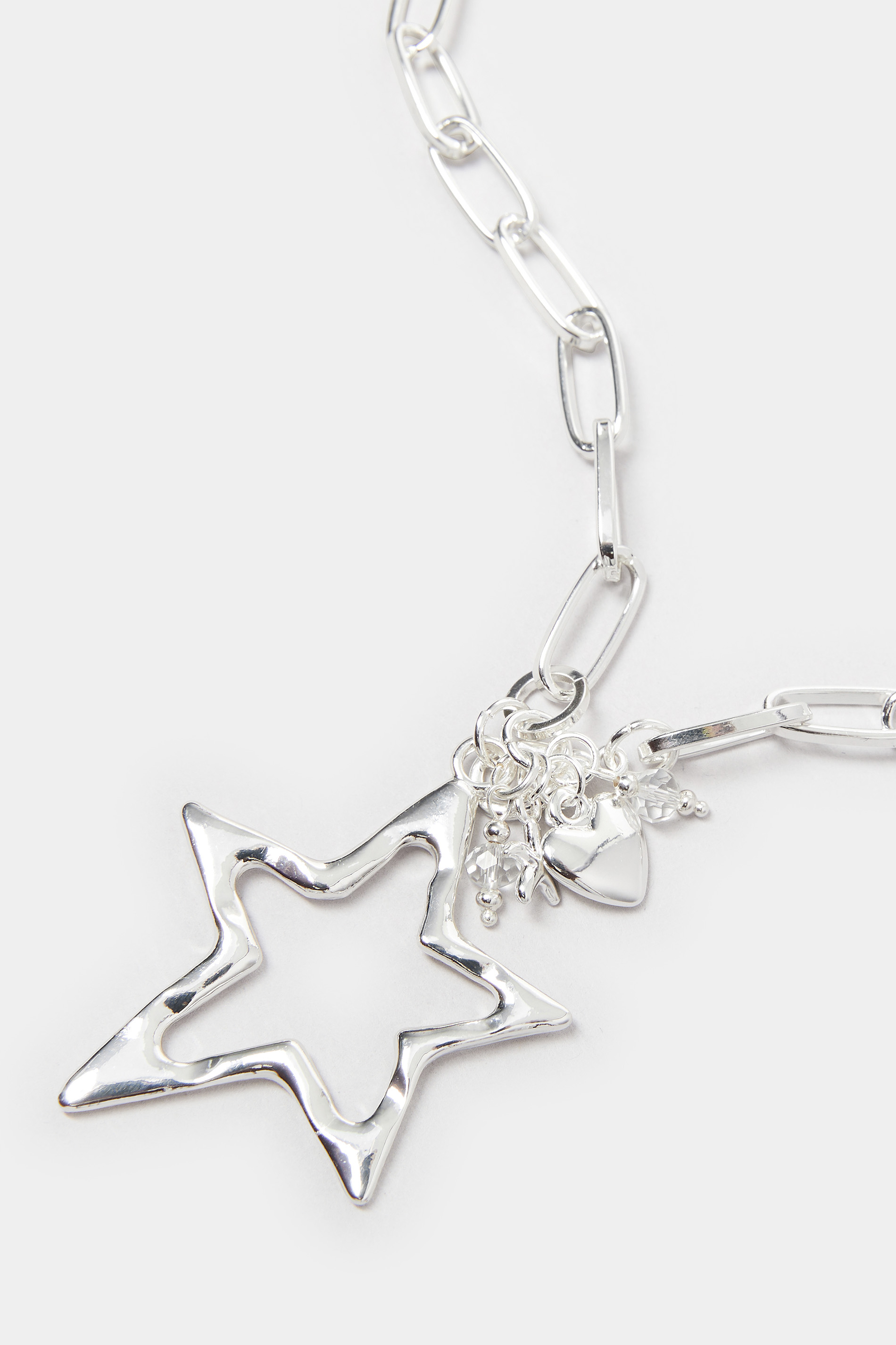 Silver Long Chain Star Necklace | Yours Clothing  3