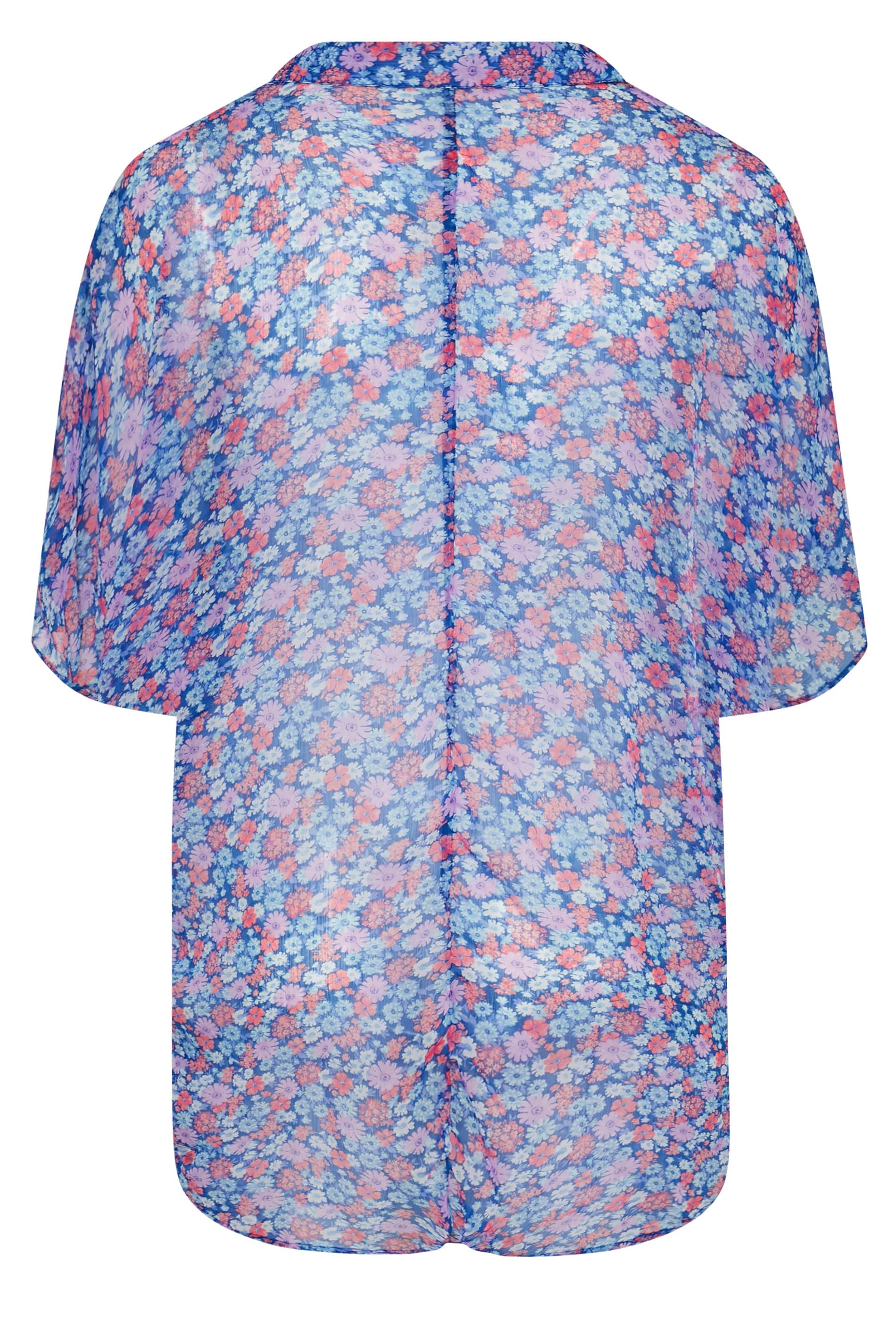 Grande taille  Tops Grande taille  Blouses & Chemisiers | Curve Blue Floral Print Batwing Shirt - VY78226