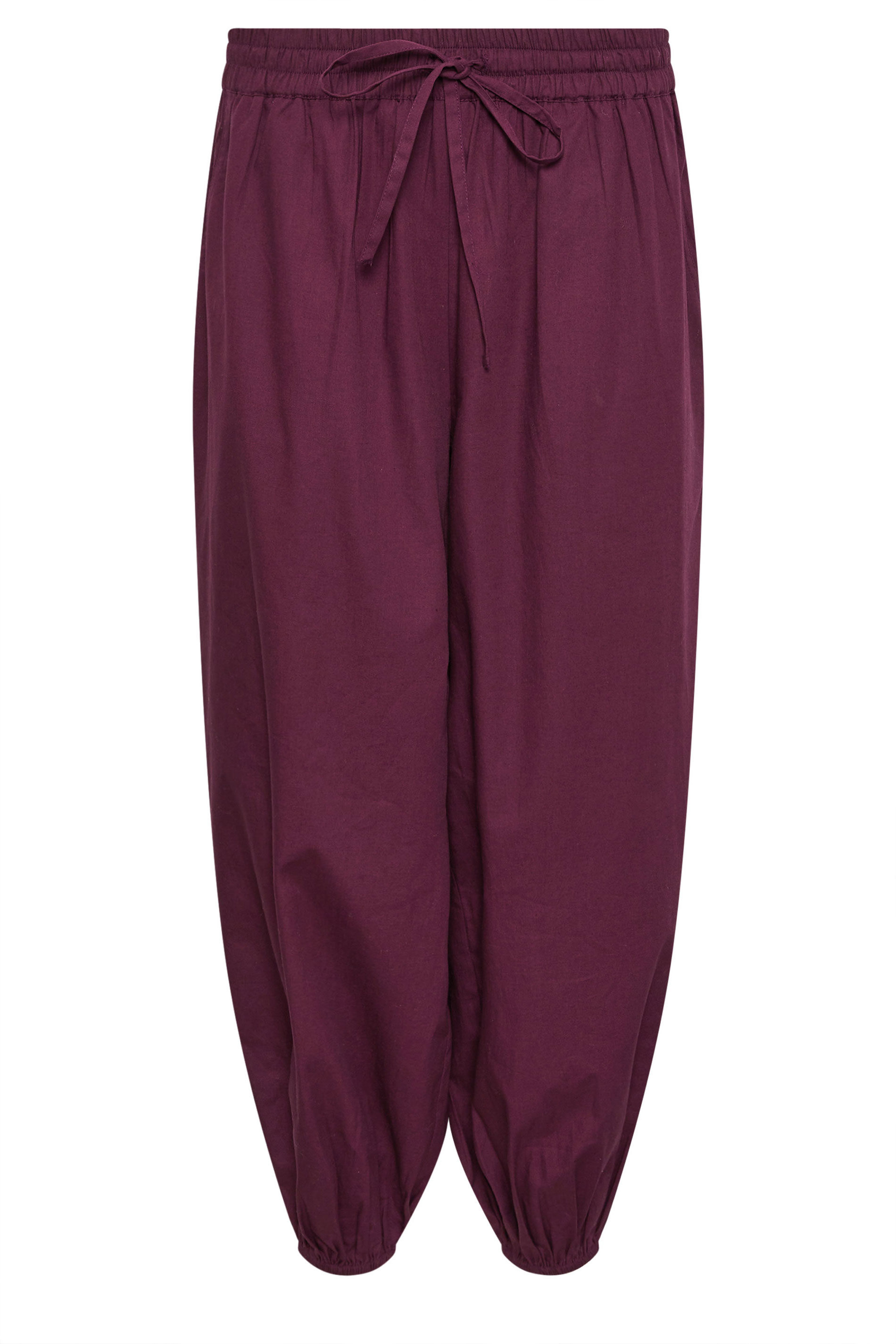 PixieGirl Petite Women's Plum Purple Cotton Cuffed Balloon Trousers | PixieGirl 5