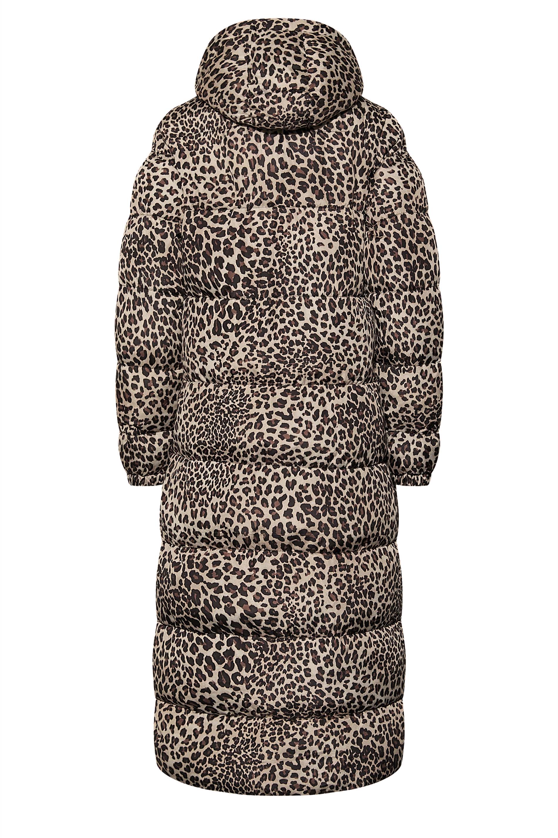 LTS Tall Womens Beige Brown Animal Print Longline Puffer Coat | Long Tall Sally 3