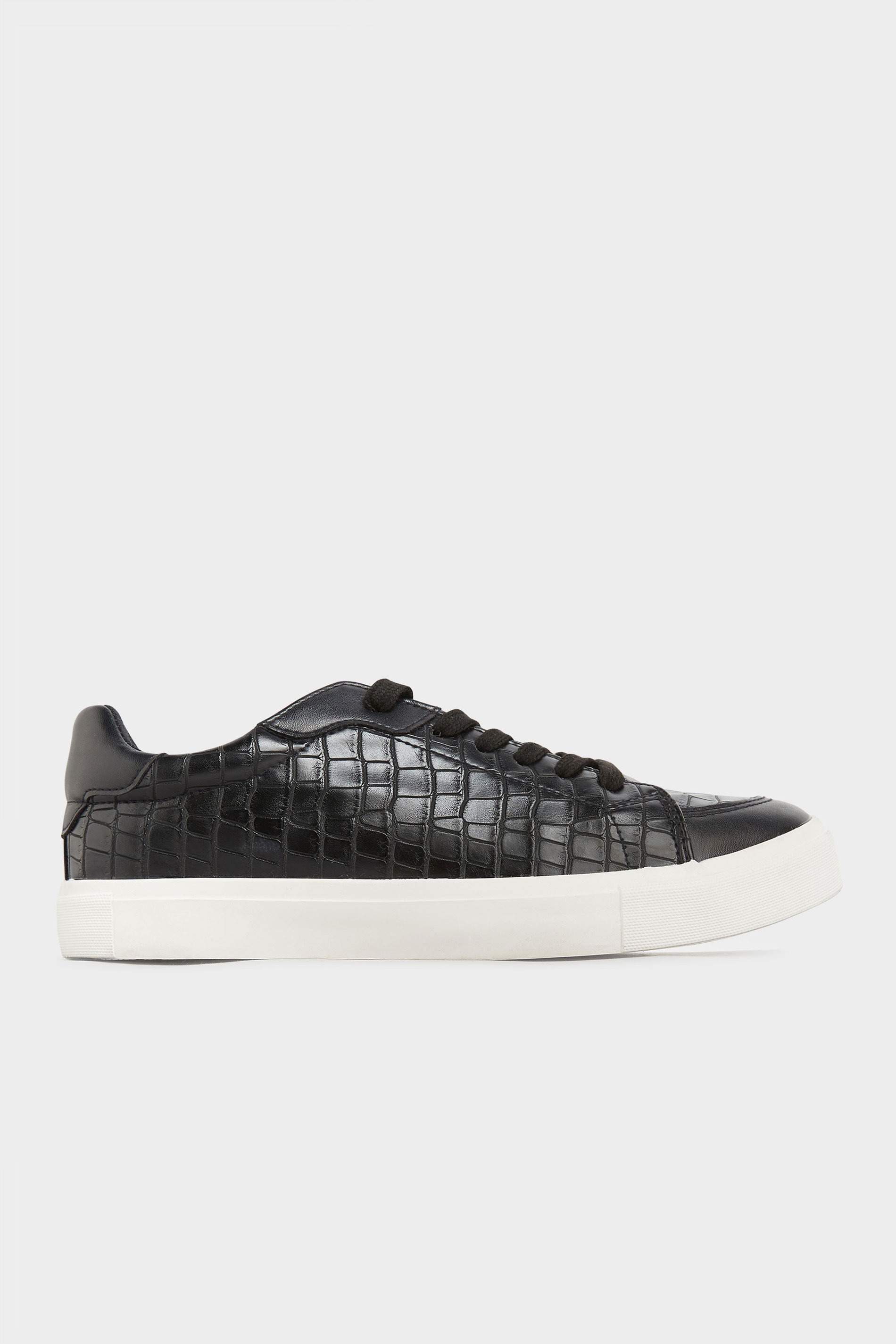 Grande taille  Trainers Grande taille  Slip On Trainers | LTS Black Croc Lace Up Trainers In Standard D Fit - CZ39472