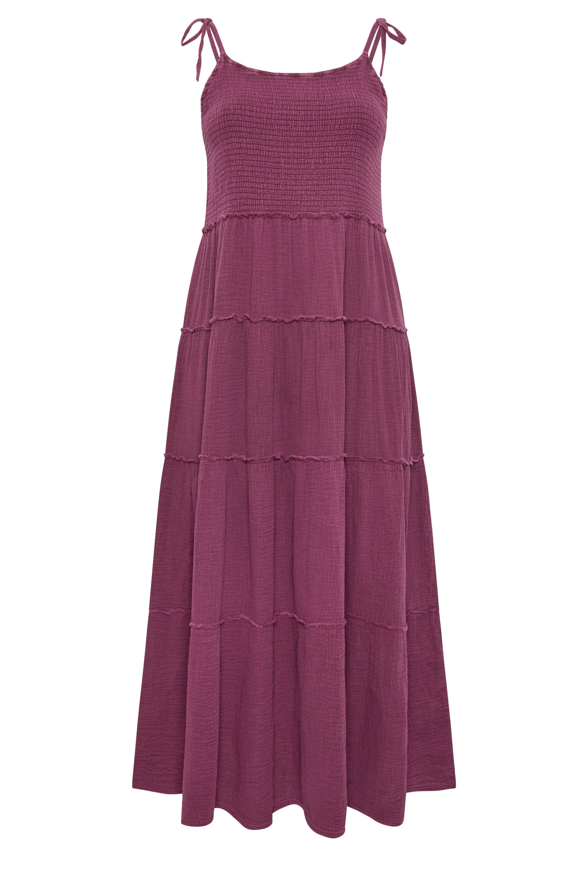 YOURS Plus Size Dark Pink Cheesecloth Tiered Dress | Yours Clothing 5