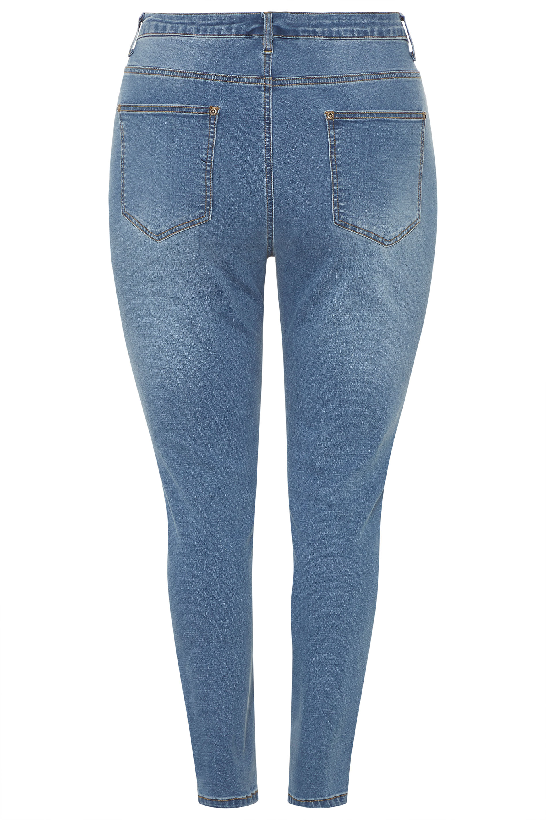 Mid Blue Skinny Ripped AVA Jeans | Yours Clothing