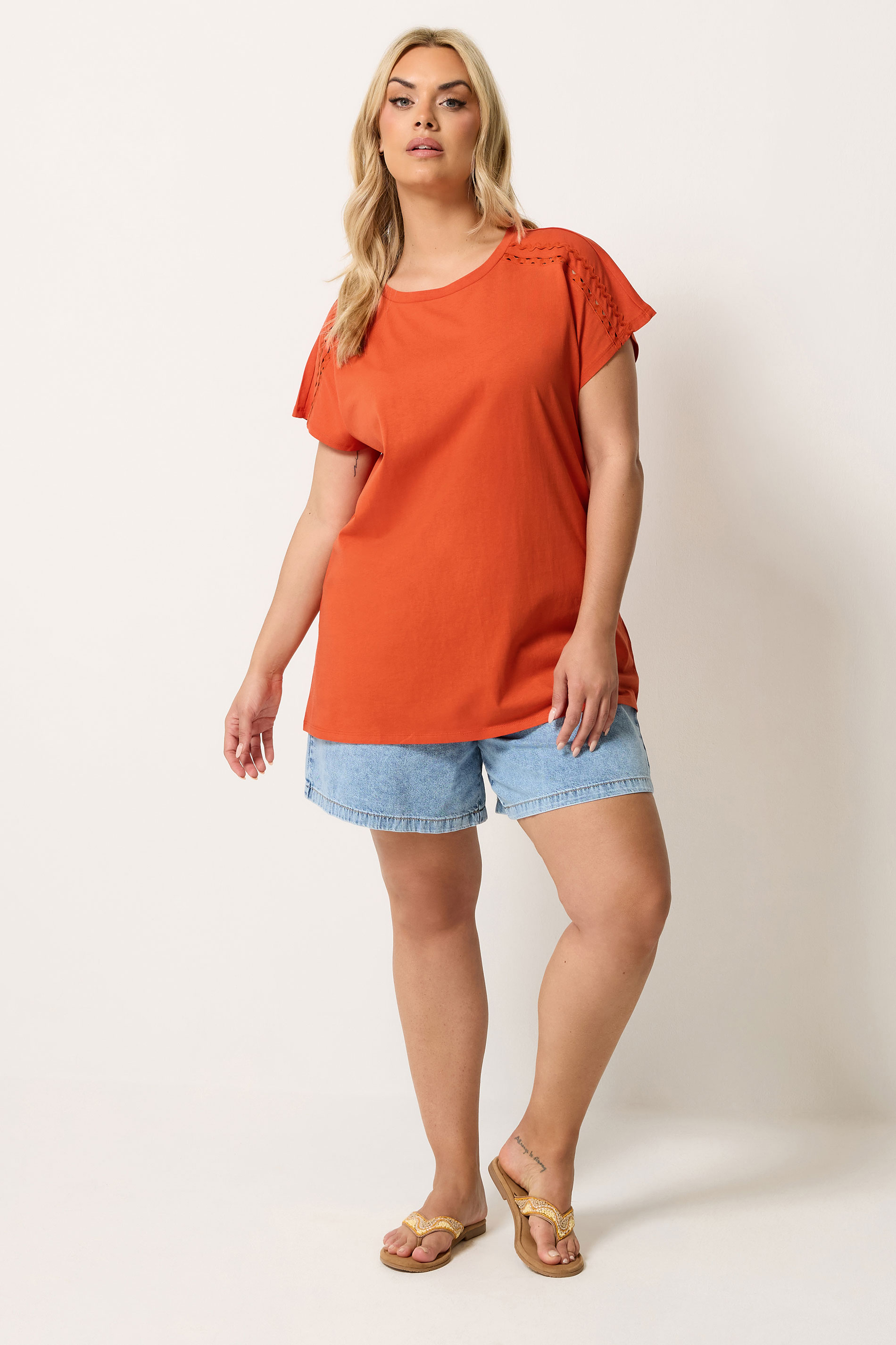 YOURS Plus Size Orange Grown On Sleeve T-Shirt | Yours Clothing 1