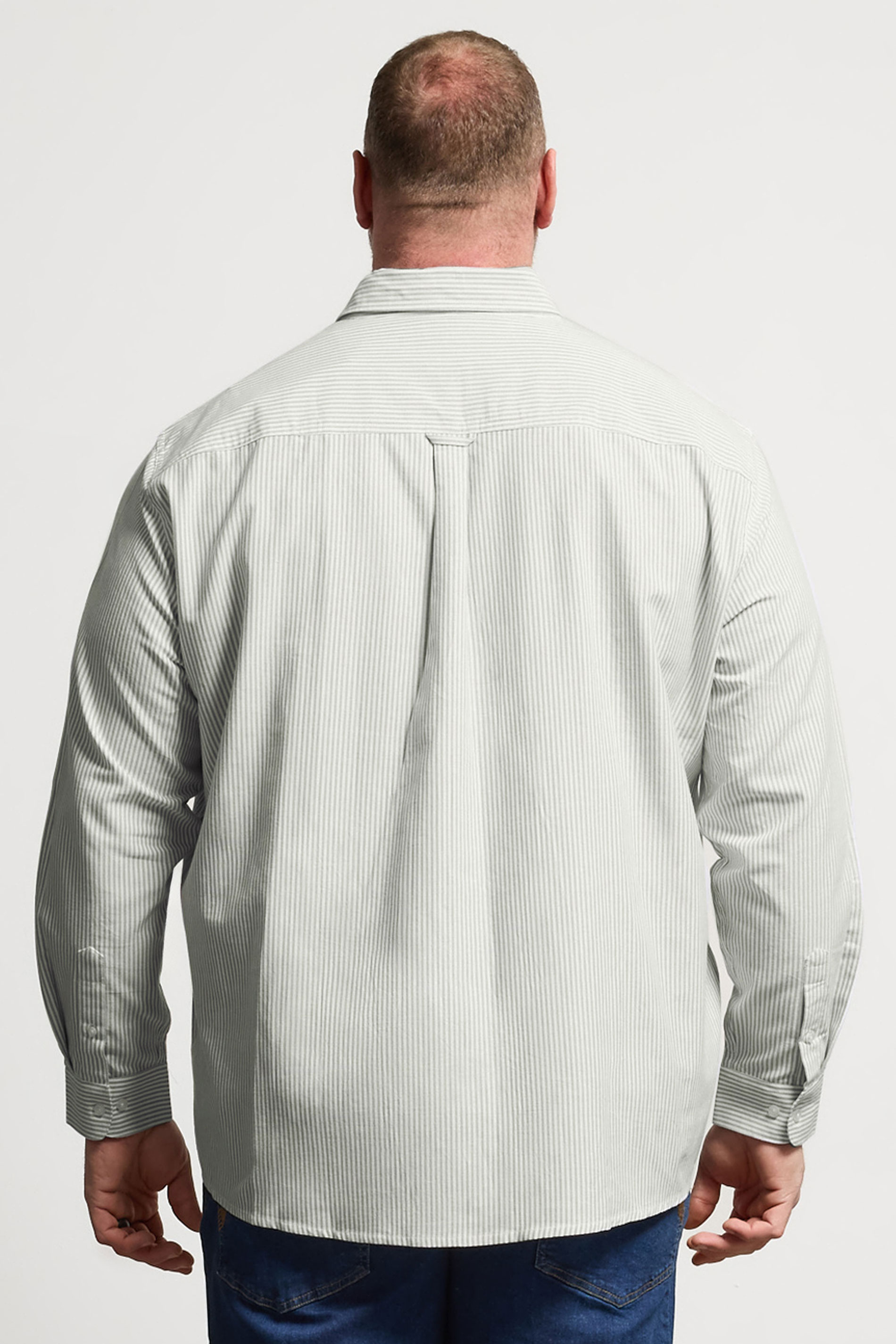 BadRhino Big & Tall Green Stripe Long Sleeve Oxford Shirt | BadRhino 3