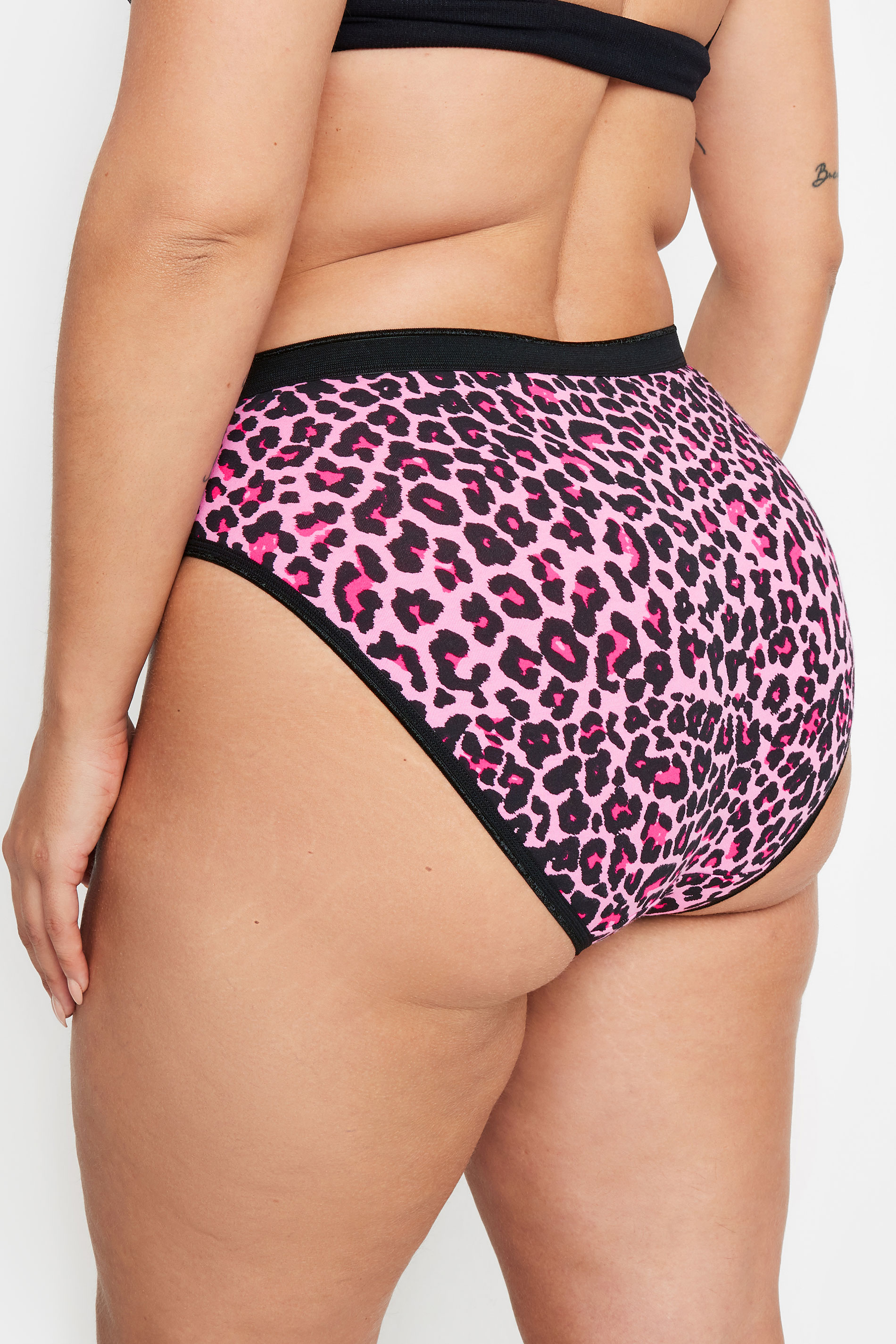 YOURS 5 PACK Plus Size Pink Leopard Print High Leg Knickers | Yours Clothing 3