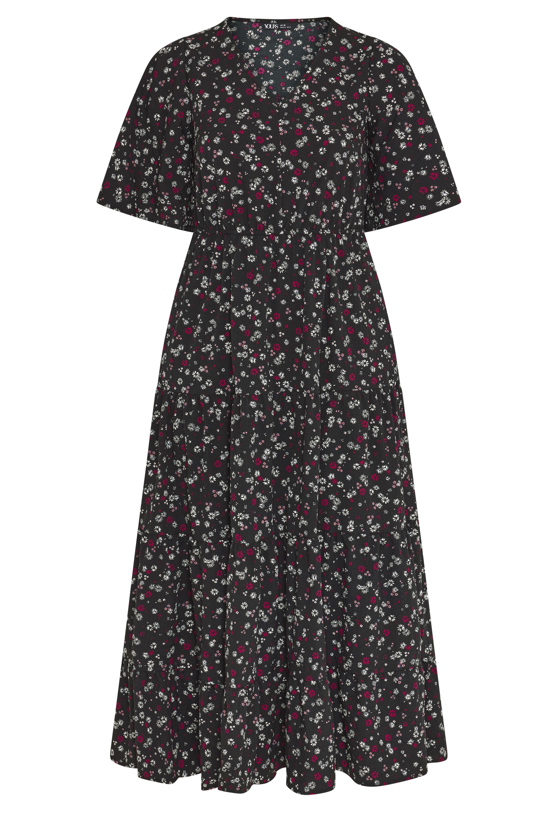 YOURS Plus Size Black Ditsy Floral Textured Maxi Dress | Yours Clothing 5