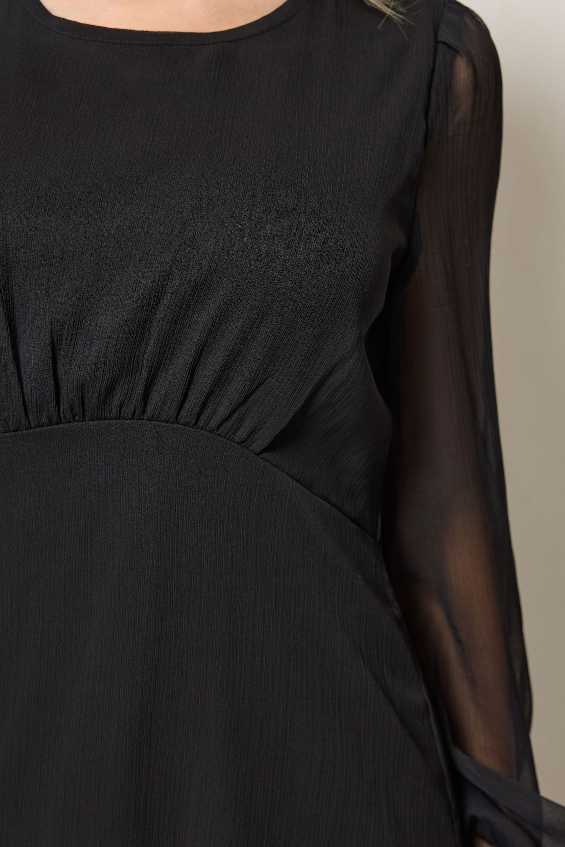 M&Co Black Long Sleeve Chiffon Midi Dress | M&Co 4