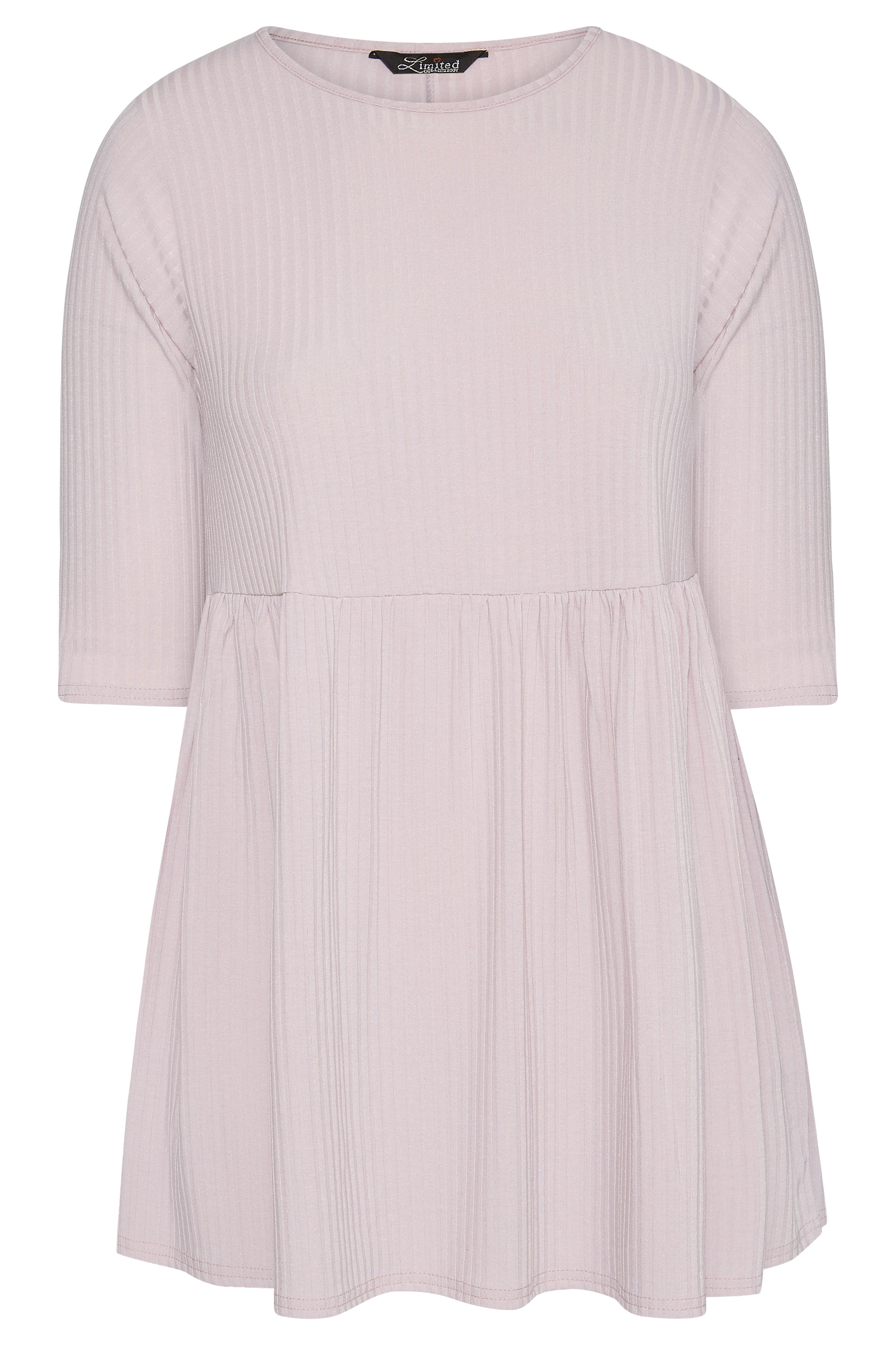 LIMITED COLLECTION Pastel Pink Ribbed Smock Top_F.jpg