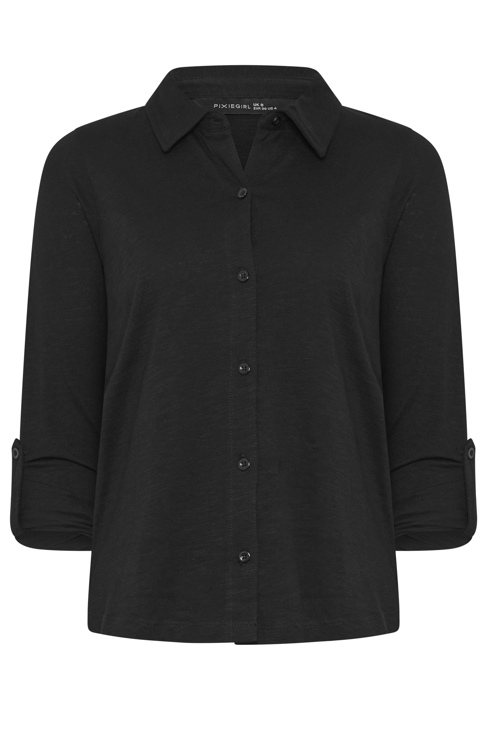 PixieGirl Petite Women's Black Button Cotton Shirt | PixieGirl 1