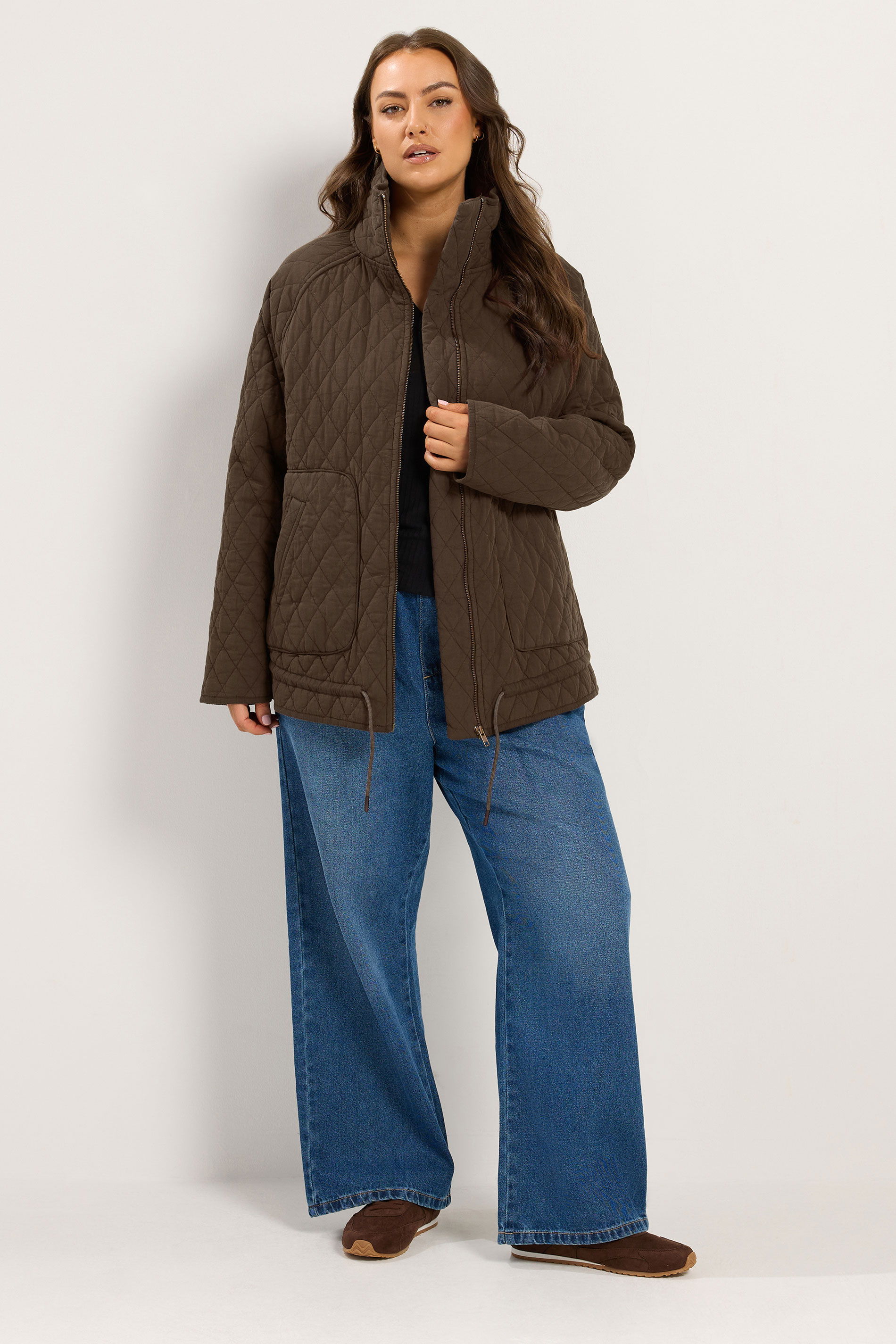 YOURS Plus Size Chocolate Brown Lightweight Quilted Jacket | Yours Clothing 1