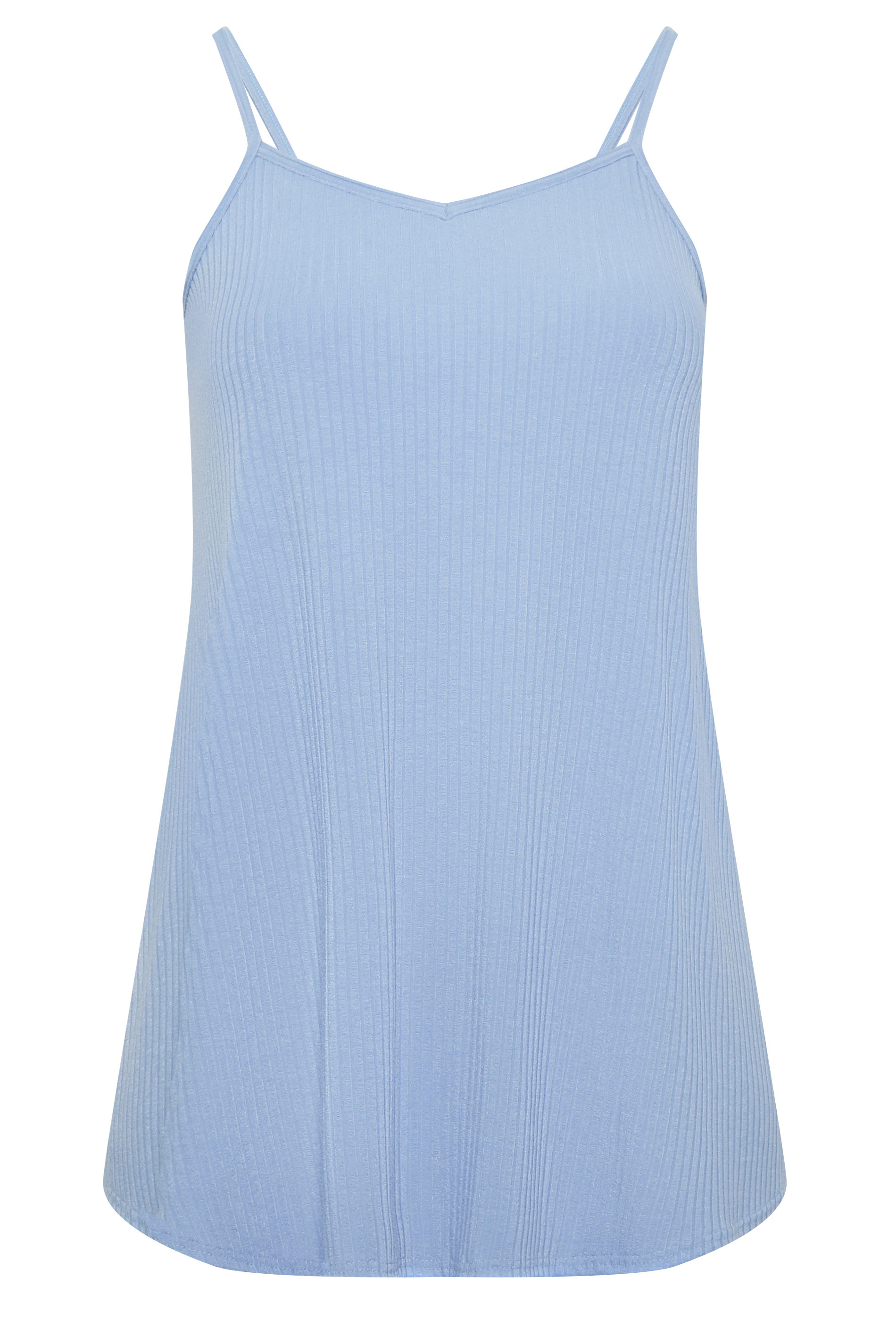YOURS Curve Plus Size Baby Blue Ribbed Swing Cami Vest Top