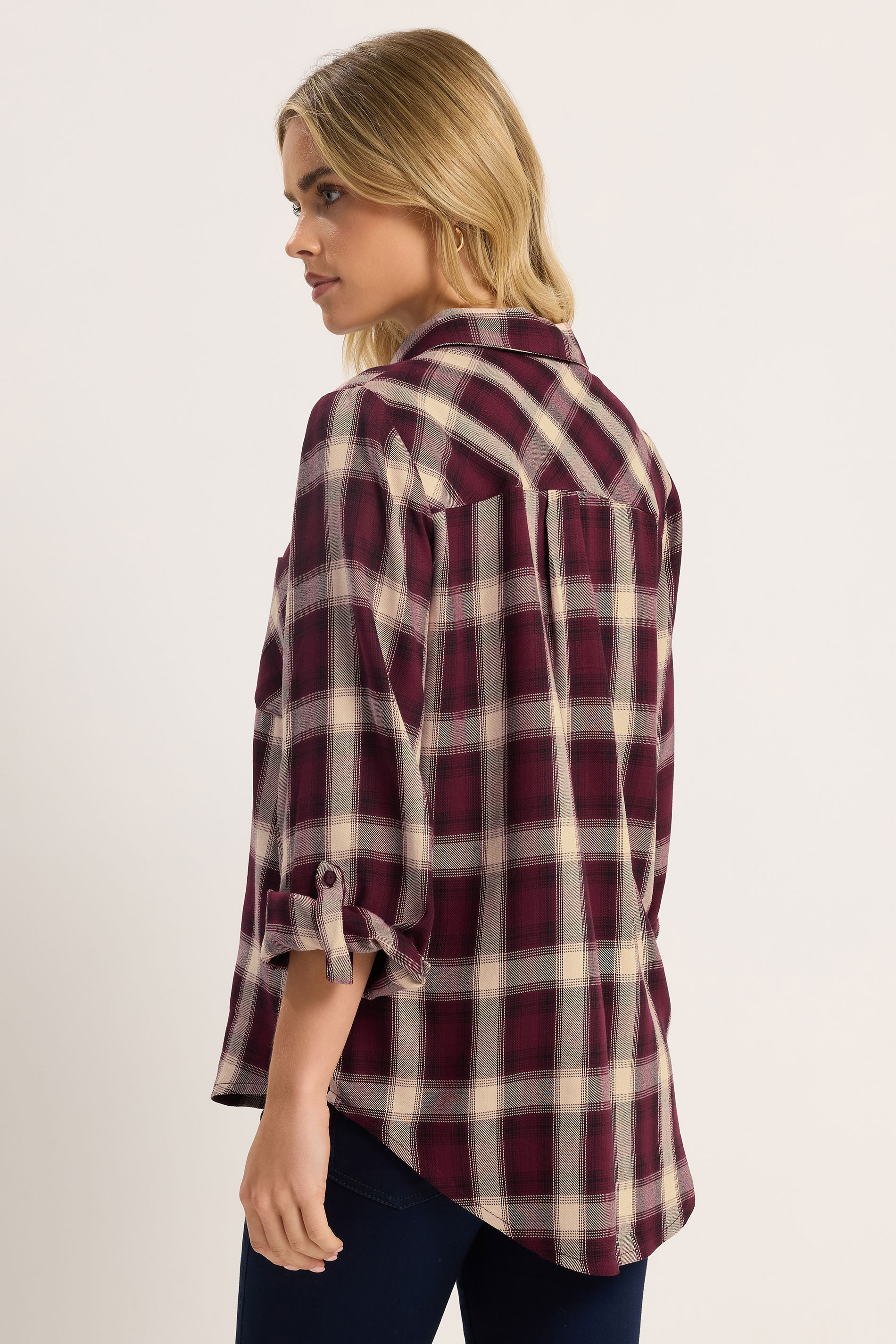 M&Co Petite Berry Red Check Shirt | M&Co 2