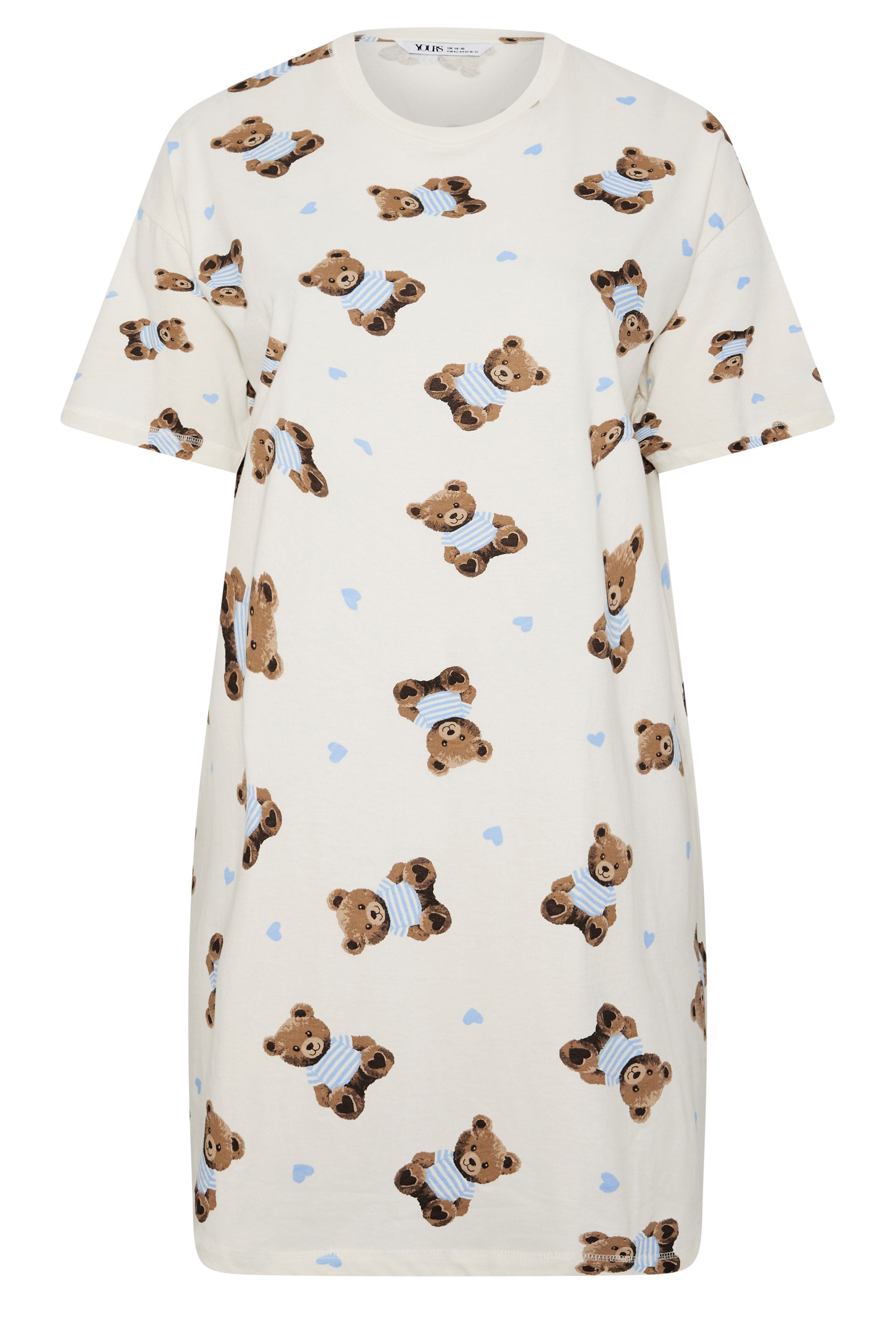 YOURS Plus Size Ivory White Teddy Print Sleep Tee Nightdress | Yours Clothing 6