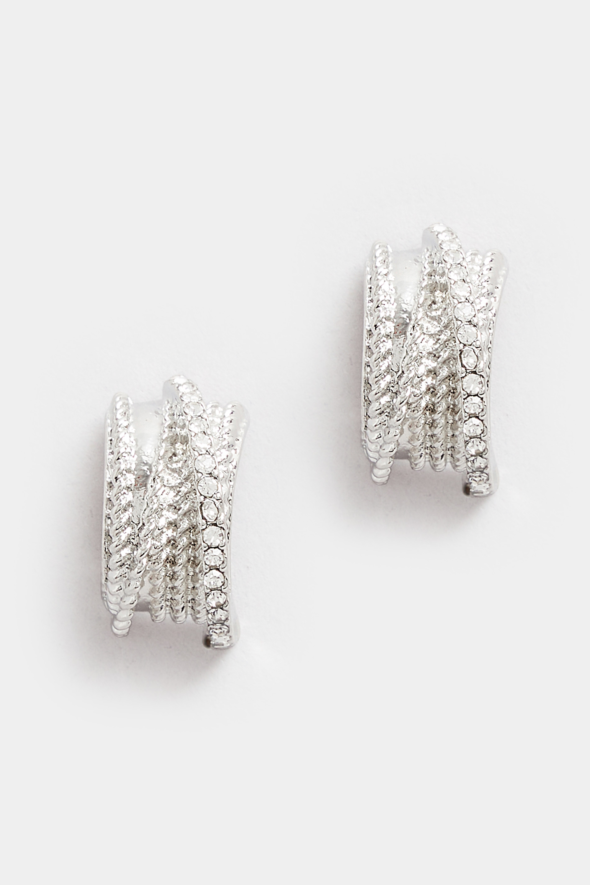 Silver Tone Twisted Hoop Earrings | Yours Clothing 2