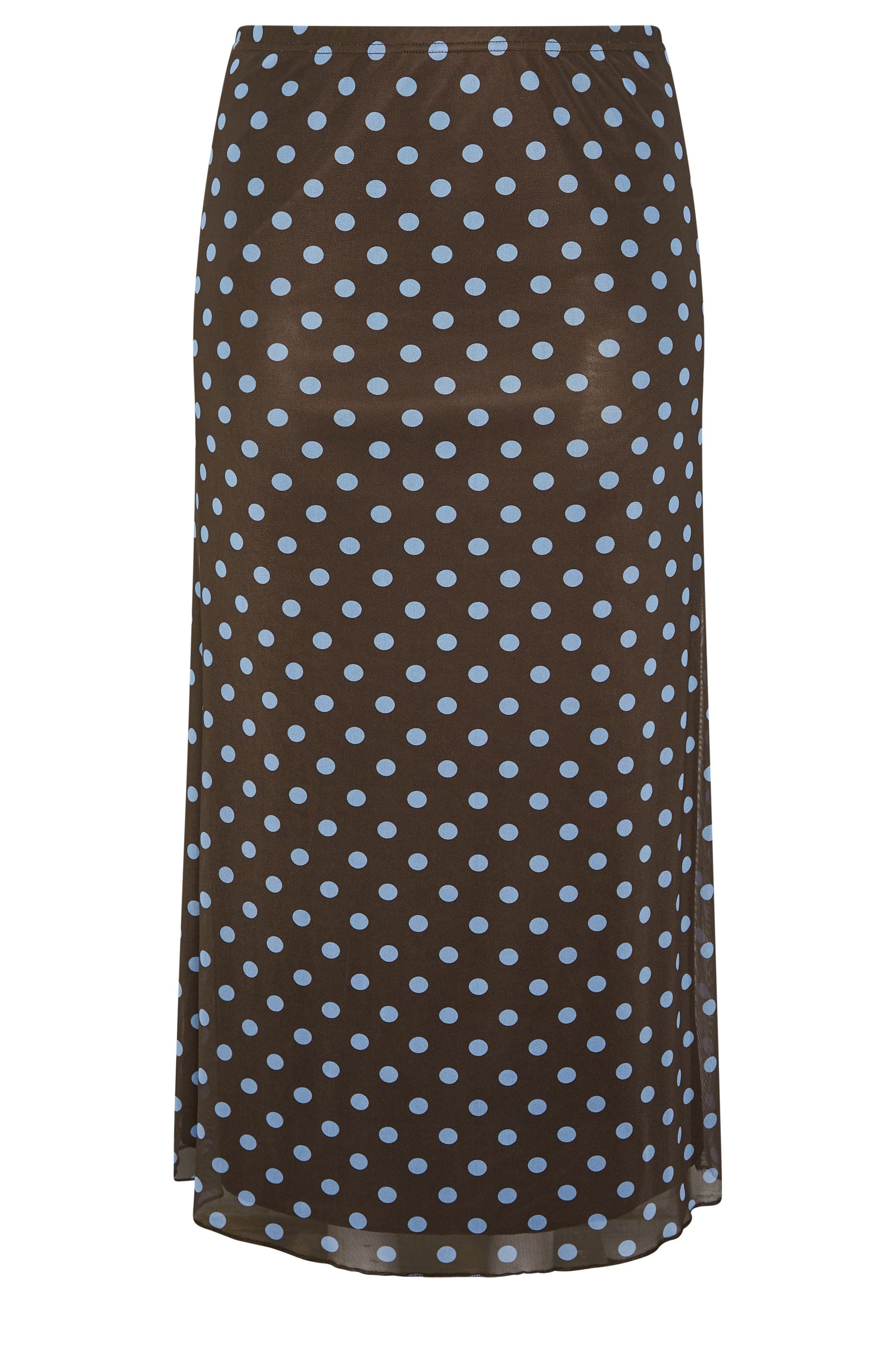 YOURS LONDON Plus Size Brown & Blue Polka Dot Maxi Skirt | Yours Clothing 6