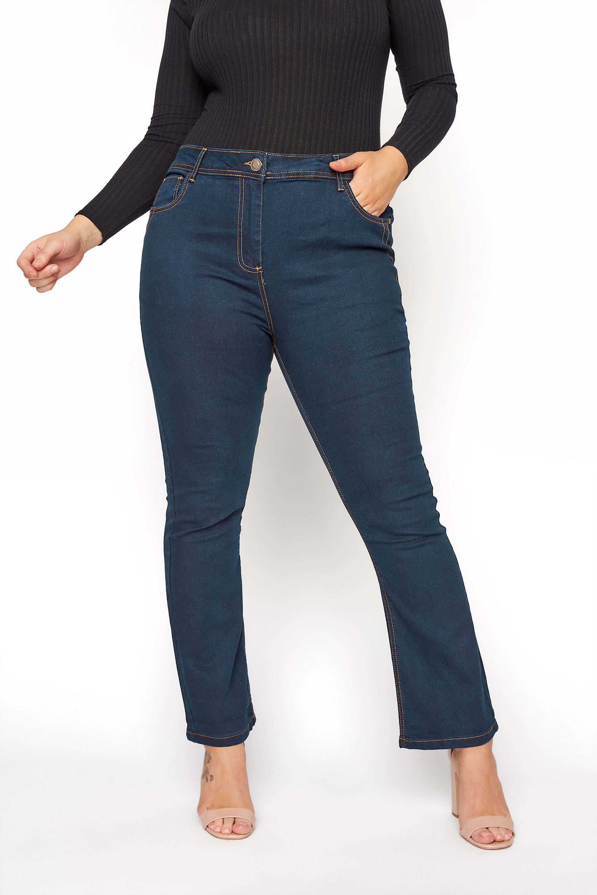 Indigo Bootcut 5 Pocket Denim Jeans Plus Size 16 to 32