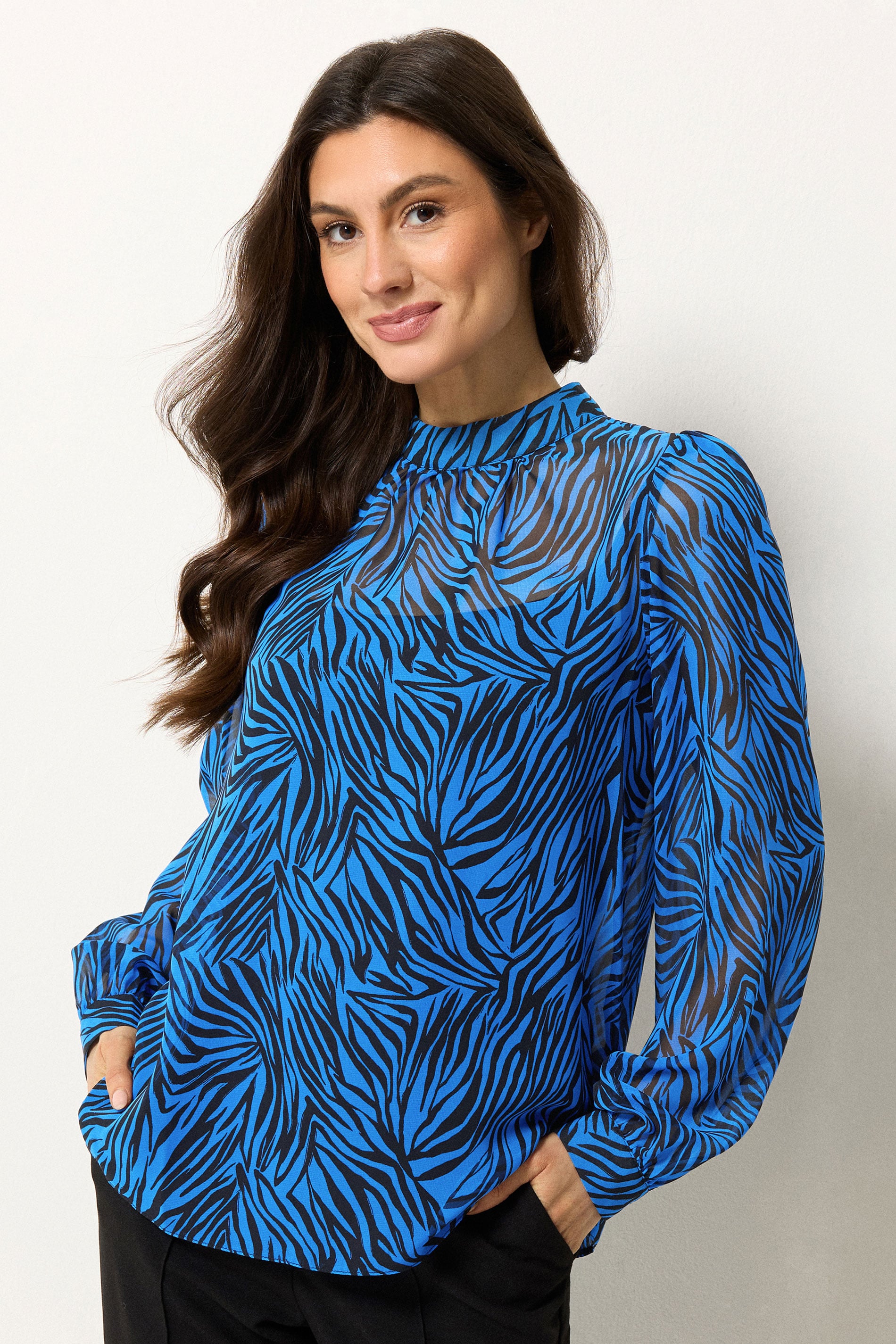 M&Co Blue Zebra Print Blouse | M&Co 3
