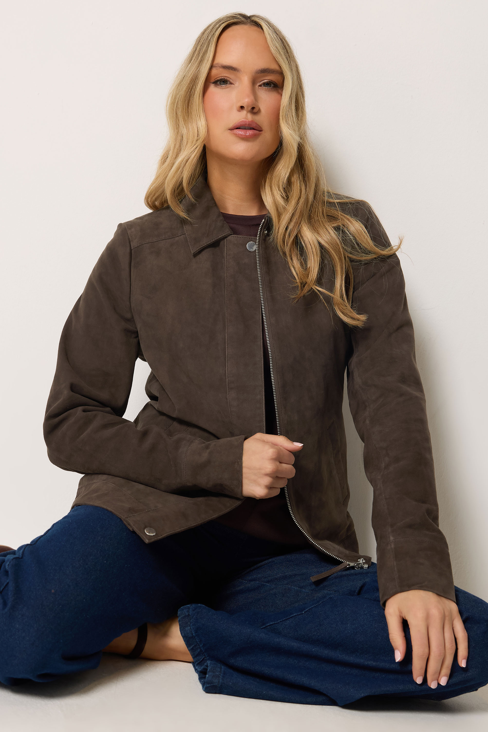 LTS PREMIUM Tall Women's Brown Suede Jacket | Long Tall Sally 3