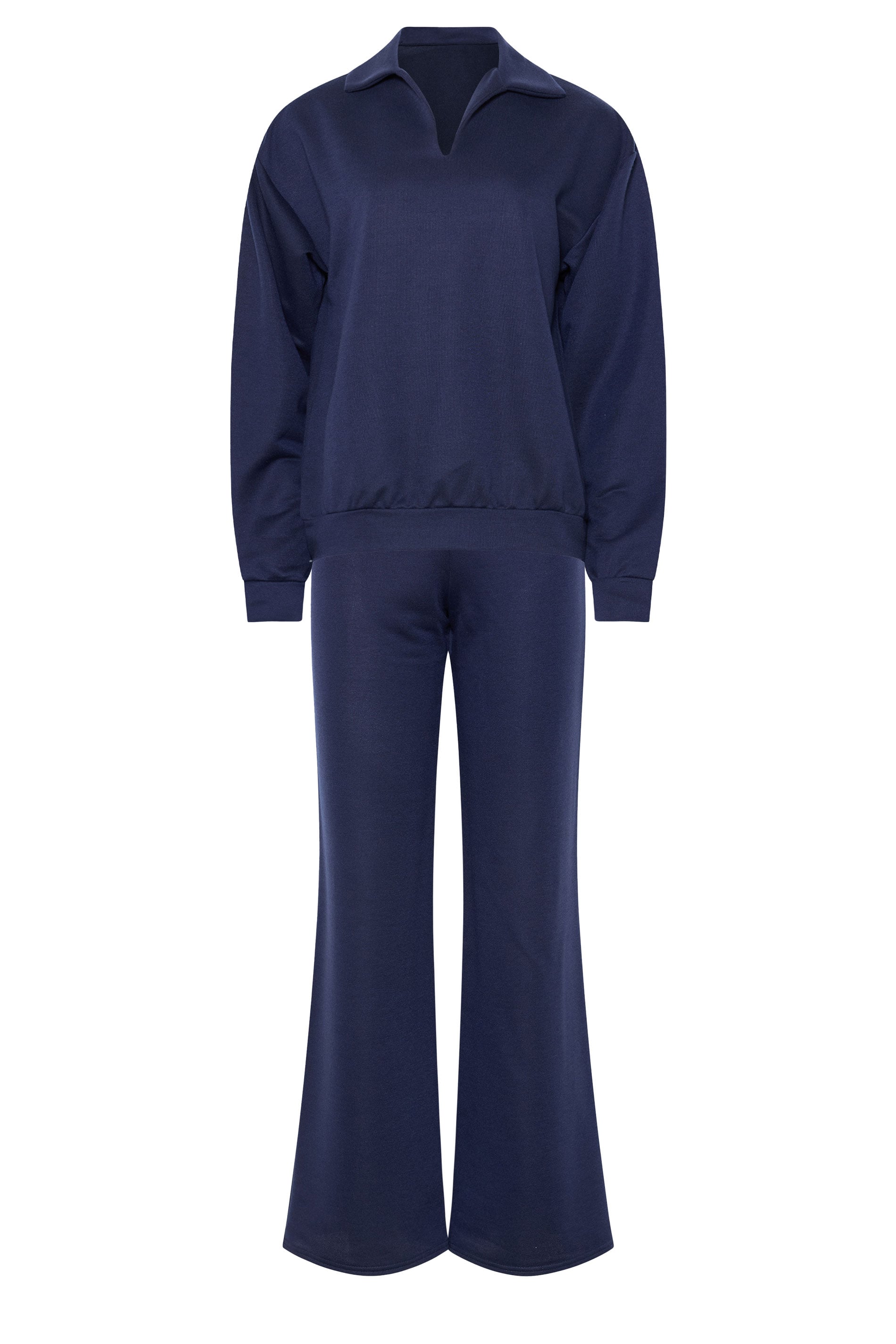 LTS Tall Women's Set Navy Blue Collared Sweatshirt & Wide Leg Trousers | Long Tall Sally 10