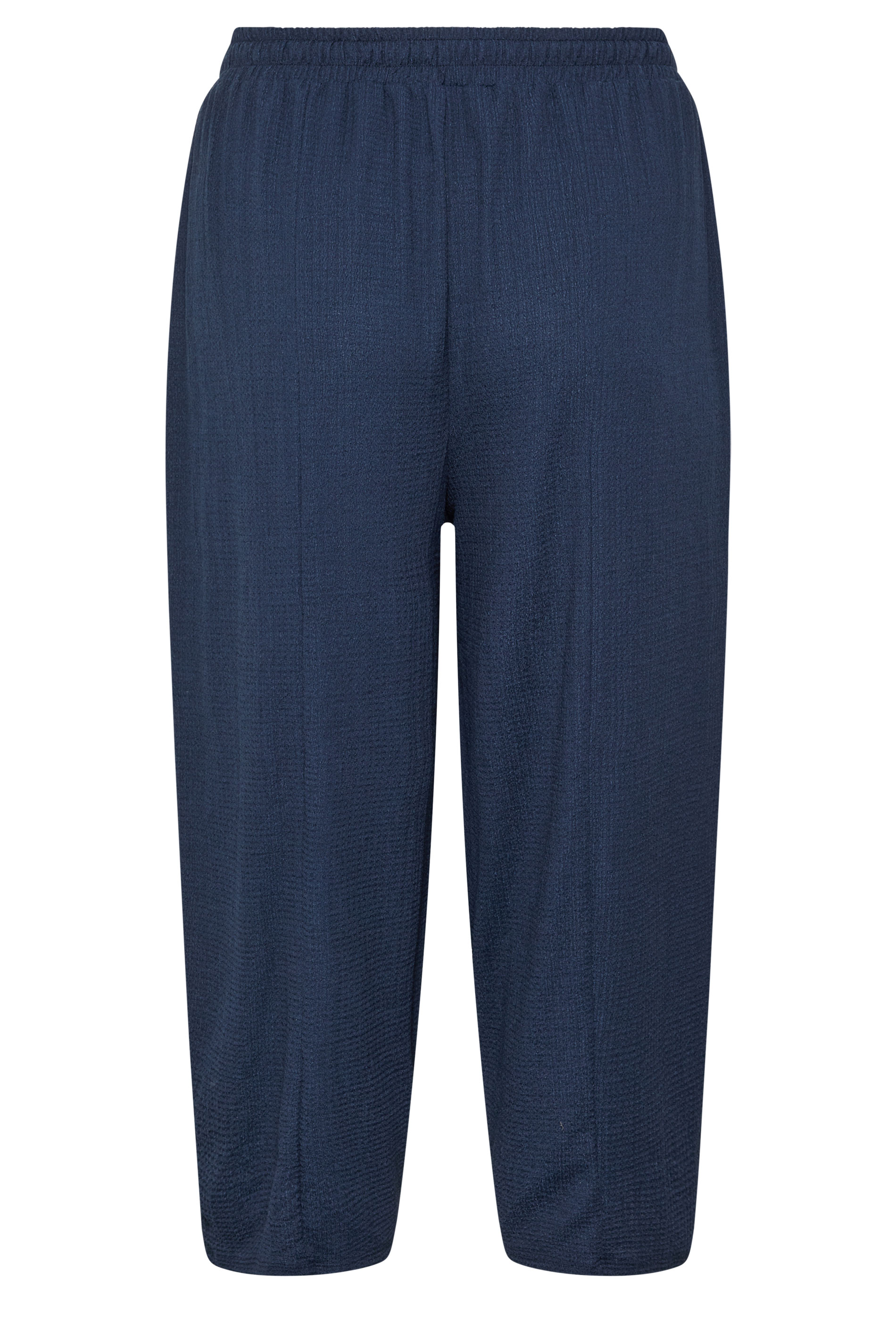 YOURS Plus Size Navy Blue Crinkle Barrel Trousers | Yours Clothing 6