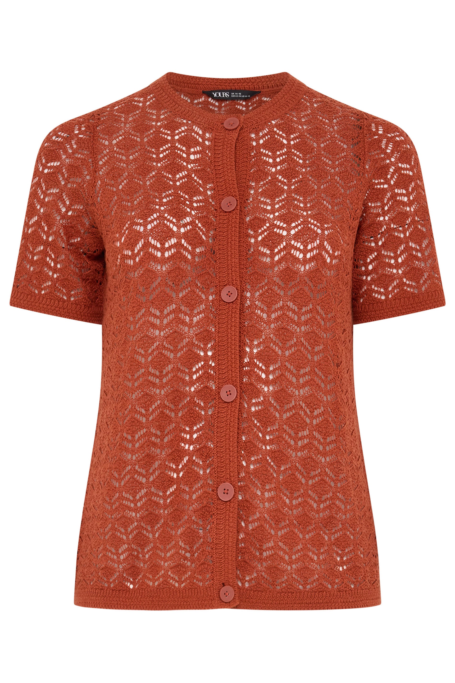 YOURS Plus Size Burnt Orange Button Through Cardigan | Yours Clothing 5
