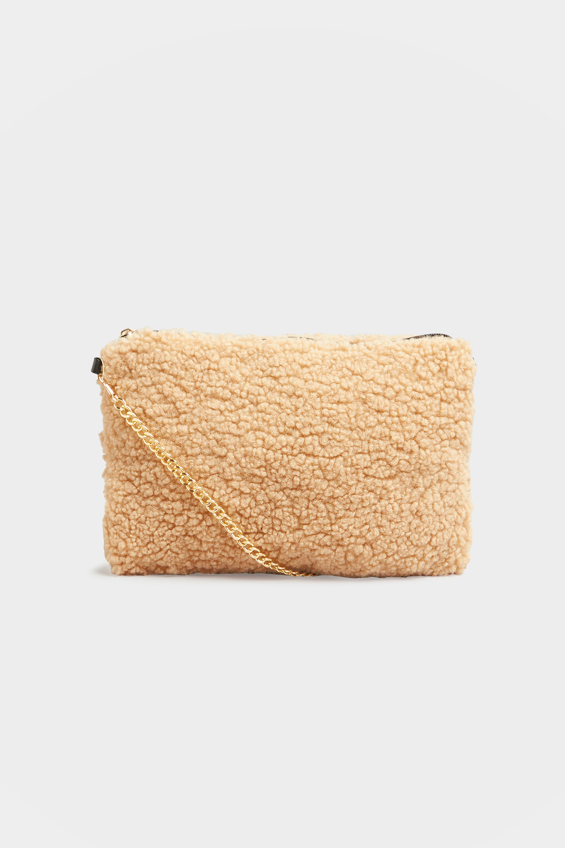 Beige Brown Shearling Teddy Bag | Yours Clothing 2