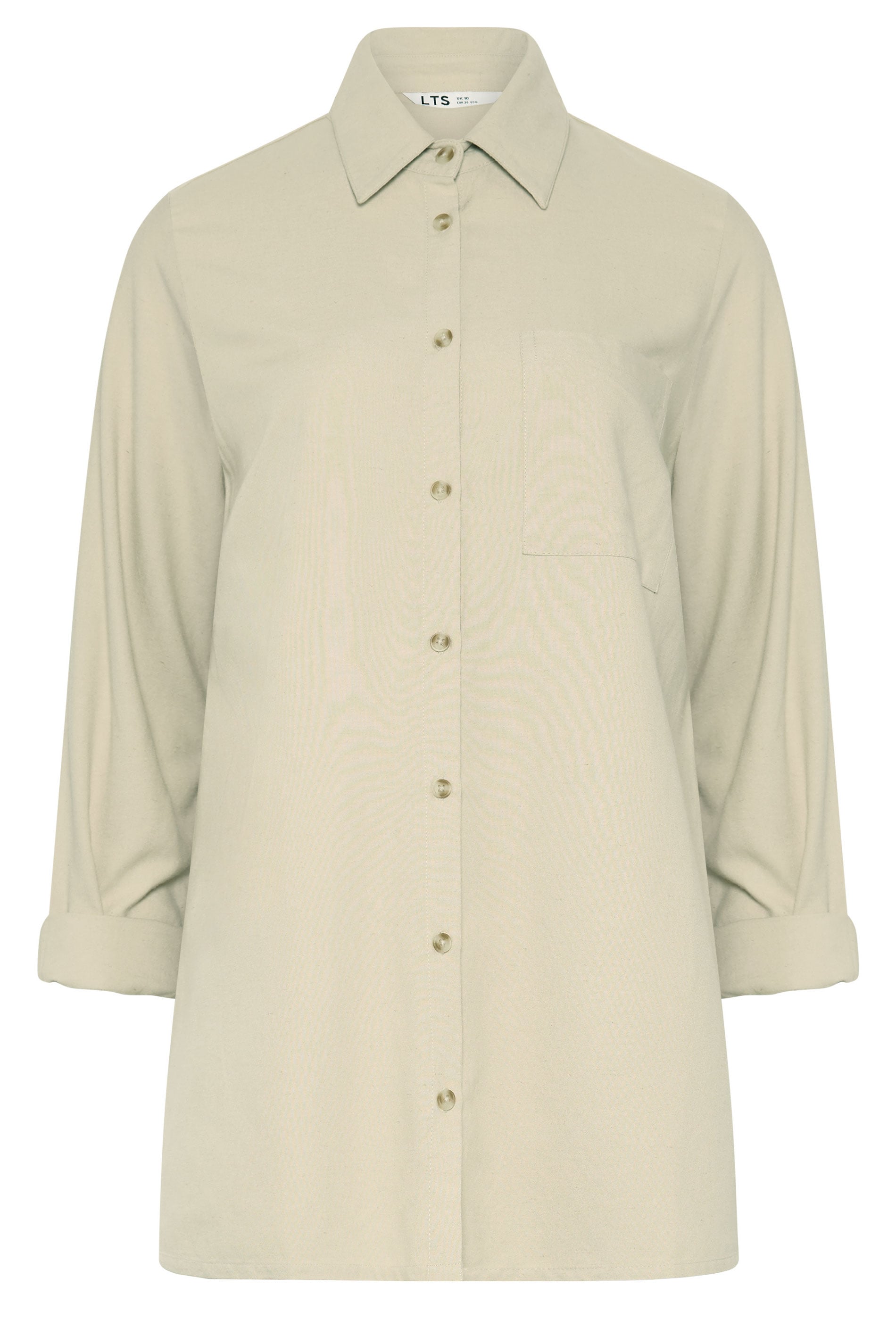 LTS Tall Women's Natural Brown Linen Long Sleeve Shirt | Long Tall Sally  6